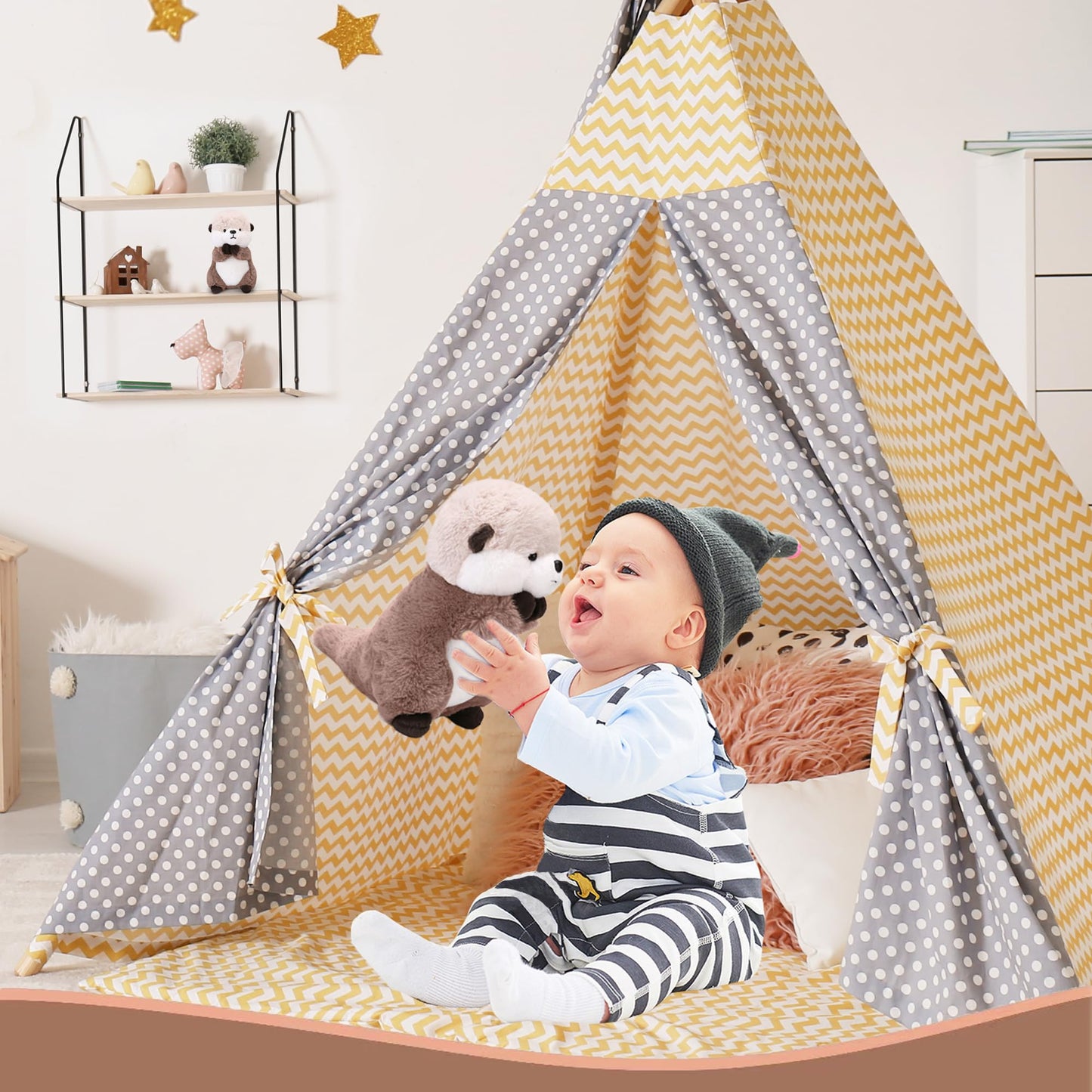 Riuhot Cute Otter Plush Soft Plushie Toy Stuffed Animal Birthday Gift for Kids Children Girls Boys 9.8 Inch Sea Otter Stuffed Animals