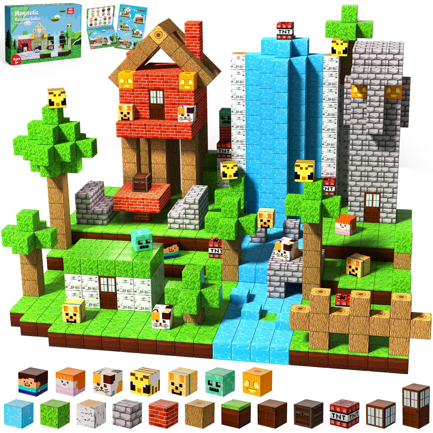 ToyUnited 150PCS Magnetic Building Blocks Set – STEM Magnet Cubes, Forest World Construction Toy for Kids Ages 3-8, Birthday & Easter Gift