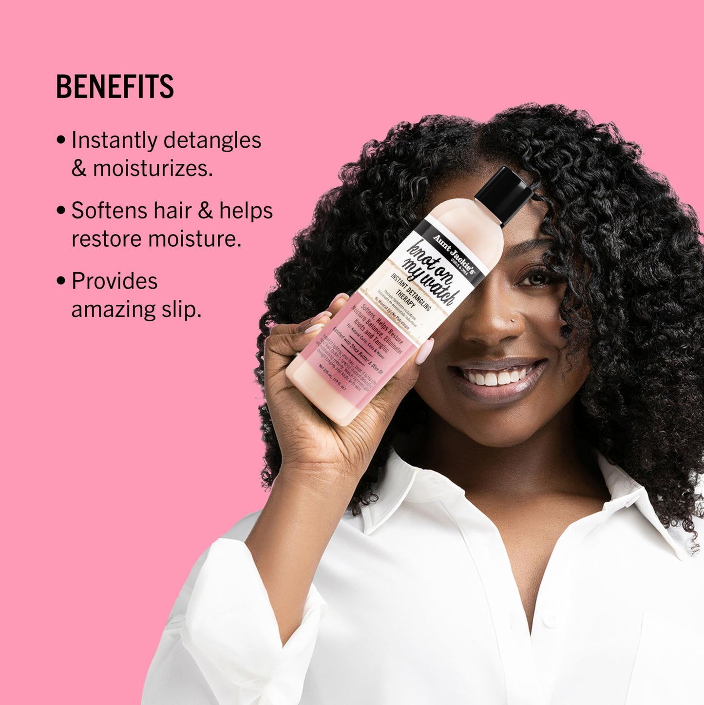 Aunt Jackie's Curls and Coils Knot On My Watch Instant Hair Detangling Therapy for Natural Curls, Coils and Waves, Enriched with Shea Butter, 12 oz