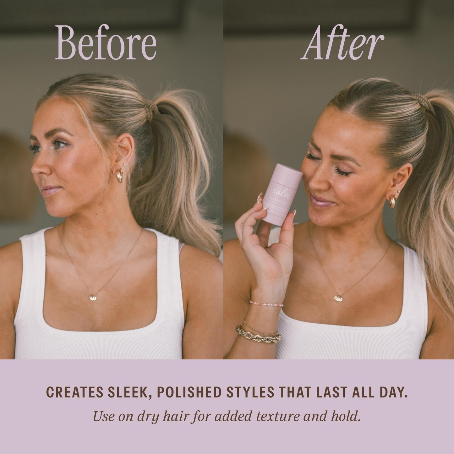 Salée Hair Wax Stick | For Slick Back Ponytails, Taming Flyaways, Frizz Tamer | Non-Toxic Clean Ingredients | Smooth Sleek Hairstyles