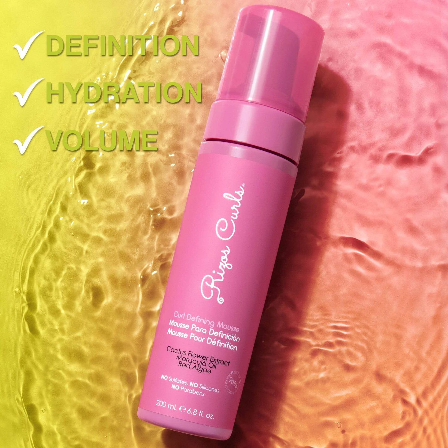 Rizos Curls Curl Defining Mousse – Lightweight Volumizing Foam for Wavy, Curly & Coily Hair (1A–4C) – Hydrating, Shiny & Frizz-Free, Sulfate-Free