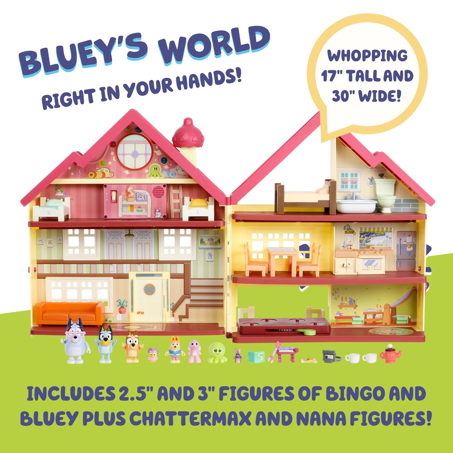 Bluey House Playset for Kids, XL Ultimate Interactive Lights and Sounds Playhouse Toys, Includes Dance Floor, Bluey Toys Set Ages 3+, Amazon Exclusive