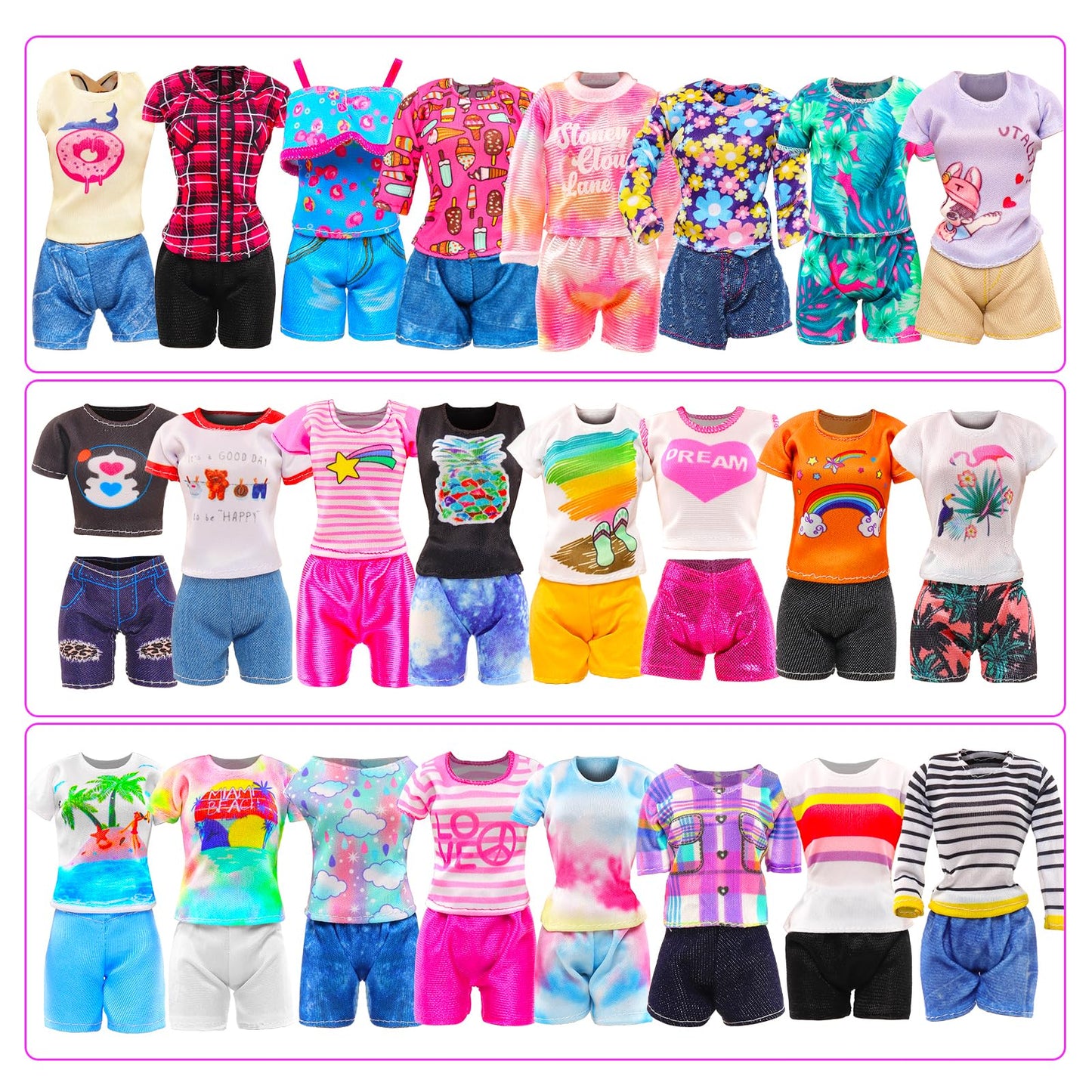BARWA 70-Piece Doll Clothes & Accessories Set for 11.5" Dolls – Dresses, Tops, Pants, Swimsuits, Shoes, Hangers & Mini Accessories
