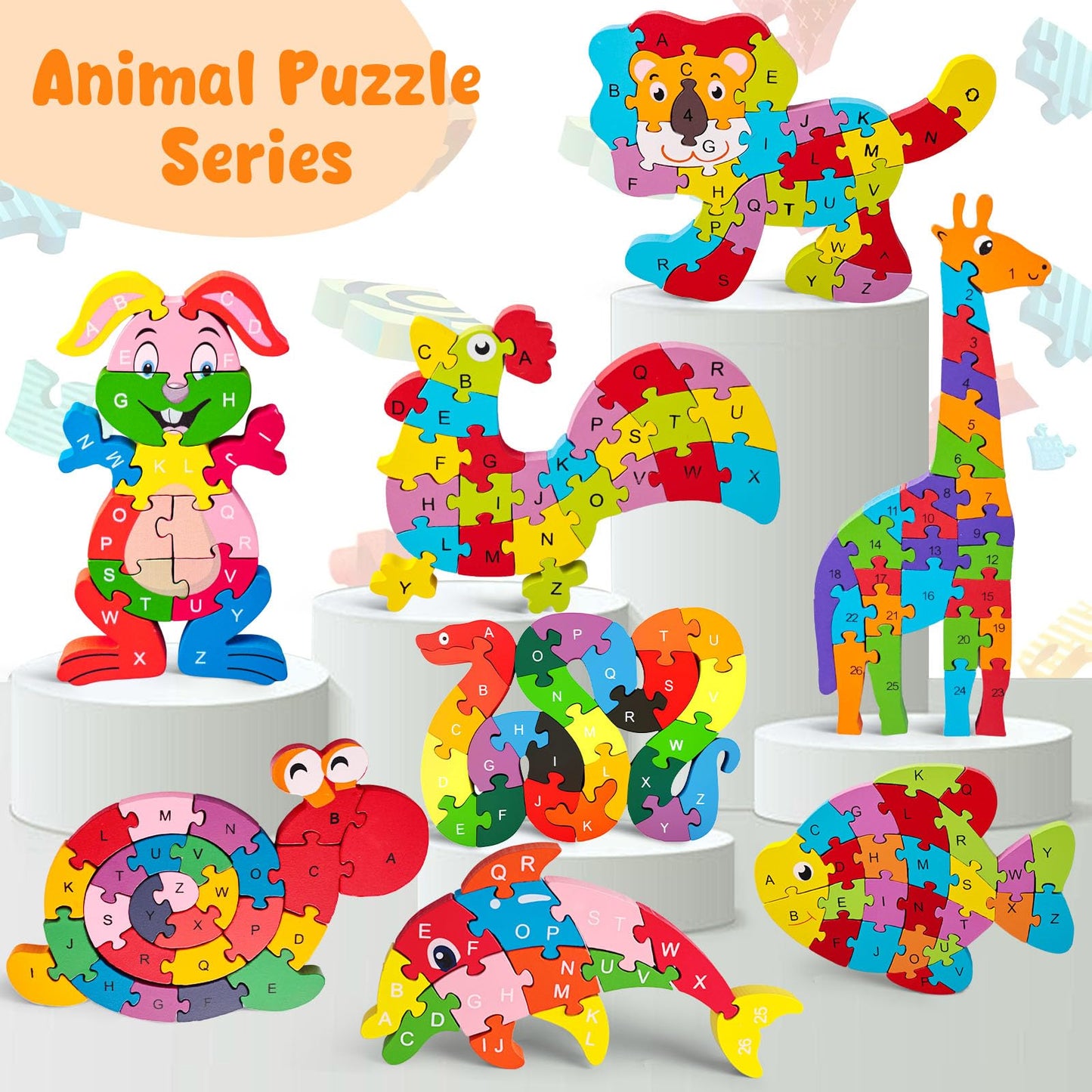 LovesTown Montessori Wooden Alphabet Puzzle – Snake ABC Learning Toy for Toddlers, Educational Jigsaw for Early Childhood, Gift for Kids