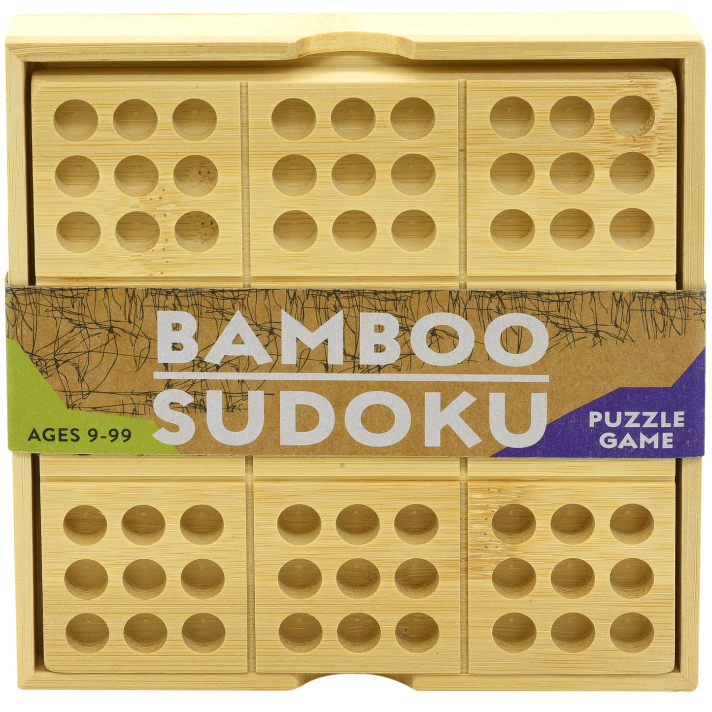 Project Genius Ecologicals Bamboo Sudoku – Eco-Friendly Puzzle Set with Numbered Pegs & 30-Puzzle Sudoku Booklet, Bamboo Game for Kids & Adults