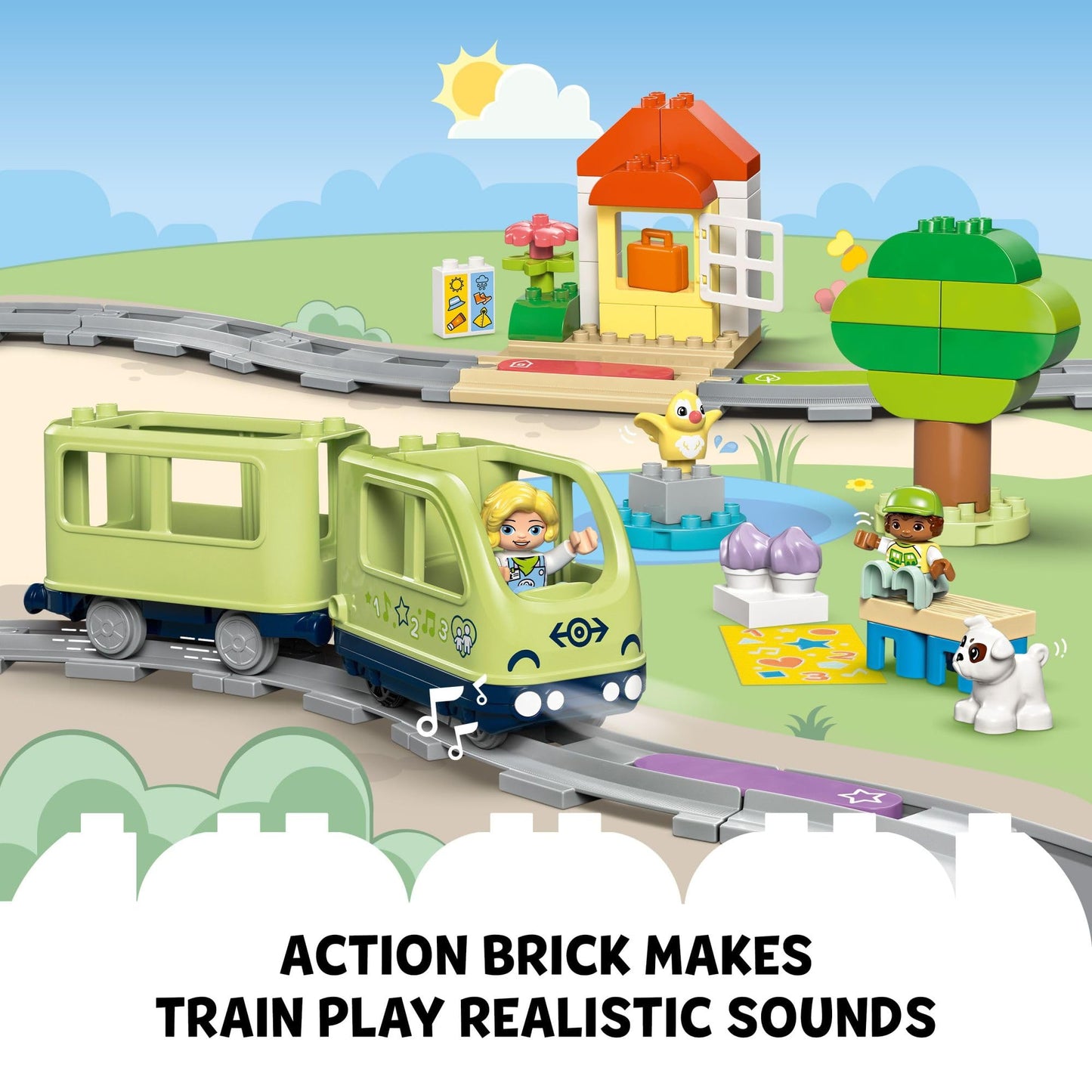 LEGO DUPLO Town Interactive Adventure Train Set for Toddlers 2+ with Lights & Sounds – Educational Building Toy, Birthday & Holiday Gift