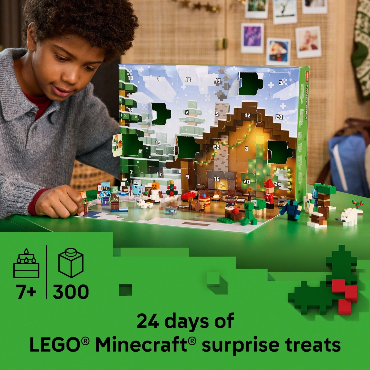 LEGO Minecraft 2025 Advent Calendar - 24 Buildable Surprises, 8 Minifigures, Holiday Countdown Set for Kids 7+, Christmas Gift - 21280