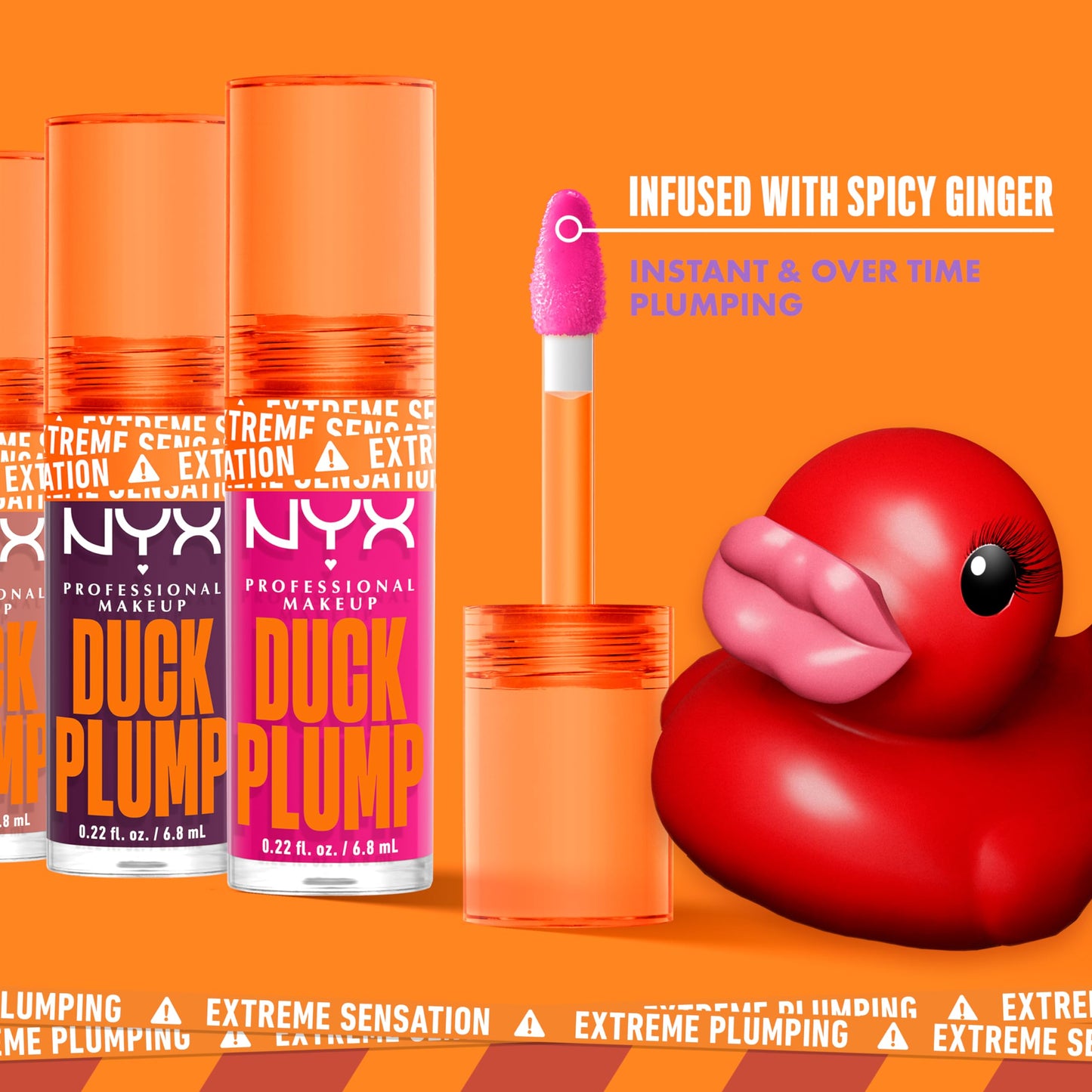 NYX PROFESSIONAL MAKEUP Duck Plump High Pigment Lip Gloss, Lip Plumper Gloss with Spicy Ginger - Clearly Spicy