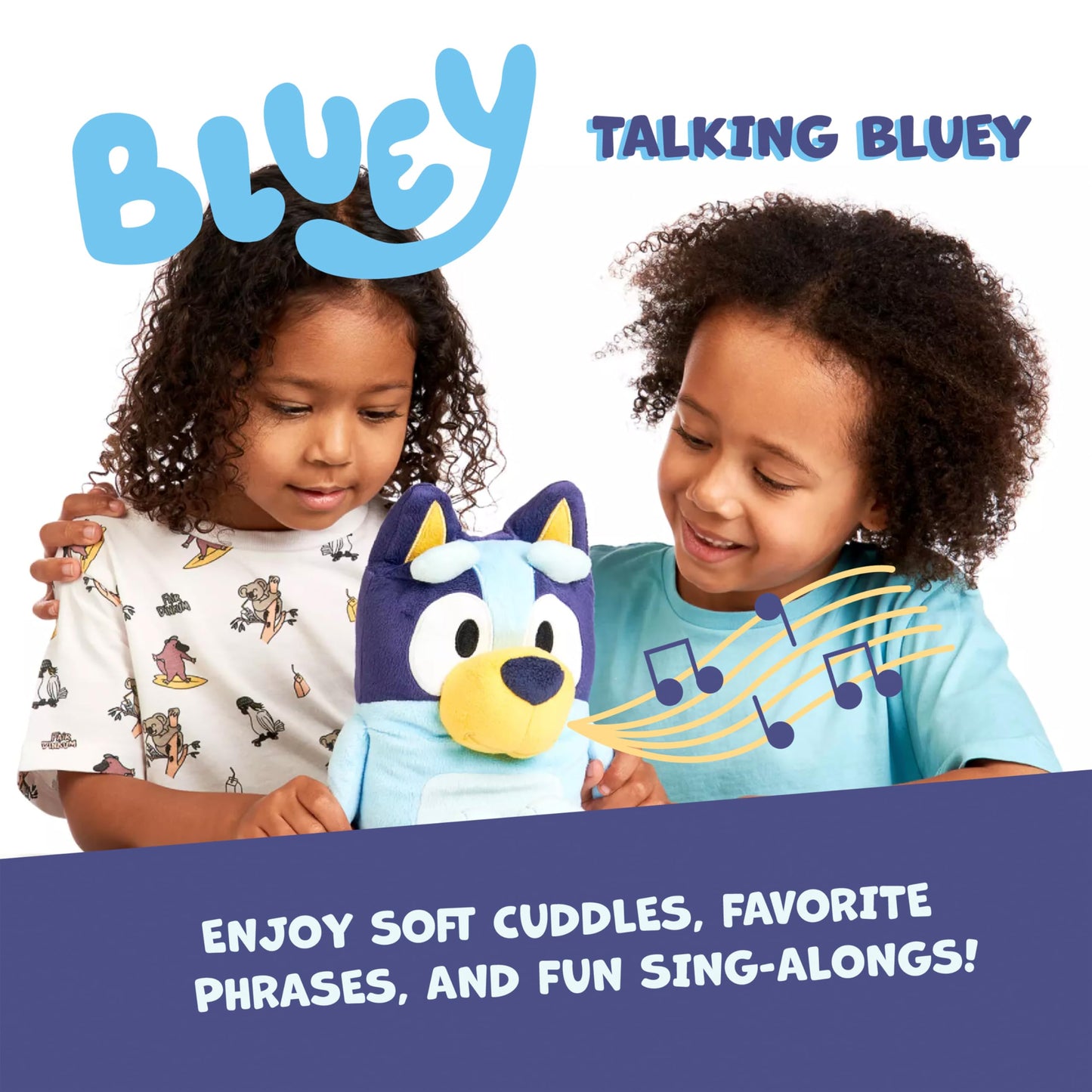 Bluey Sound Effects Talking Stuffed Plush, 13” Soft Musical Toys, Interactive Stuffed Animal with 9 Different Phrases, Musical Toys for Kids