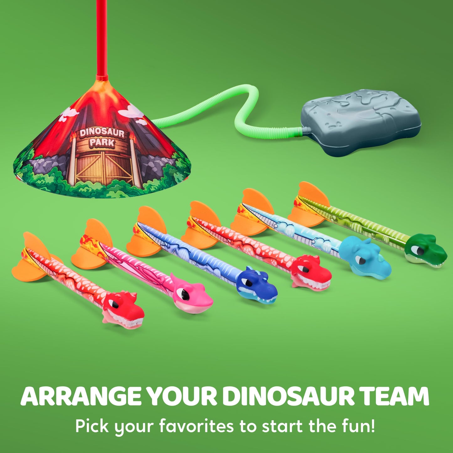 JOYIN Dinosaur Foam Rocket Launcher Toy for Kids – 6 Dino Rockets, Launches Up to 100 ft, Fun Gift for Boys 3-8, Birthday & Family Play