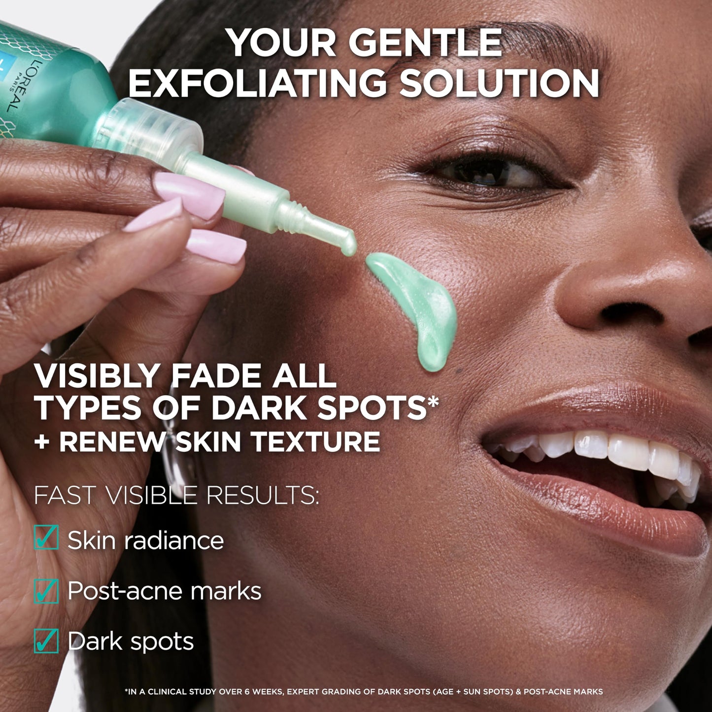 L'Oreal Paris Bright Reveal Dark Spot Exfoliant Peel with 25% AHA BHA PHA – Gentle Face Exfoliator, Reduces Dark Spots + SPF Sample