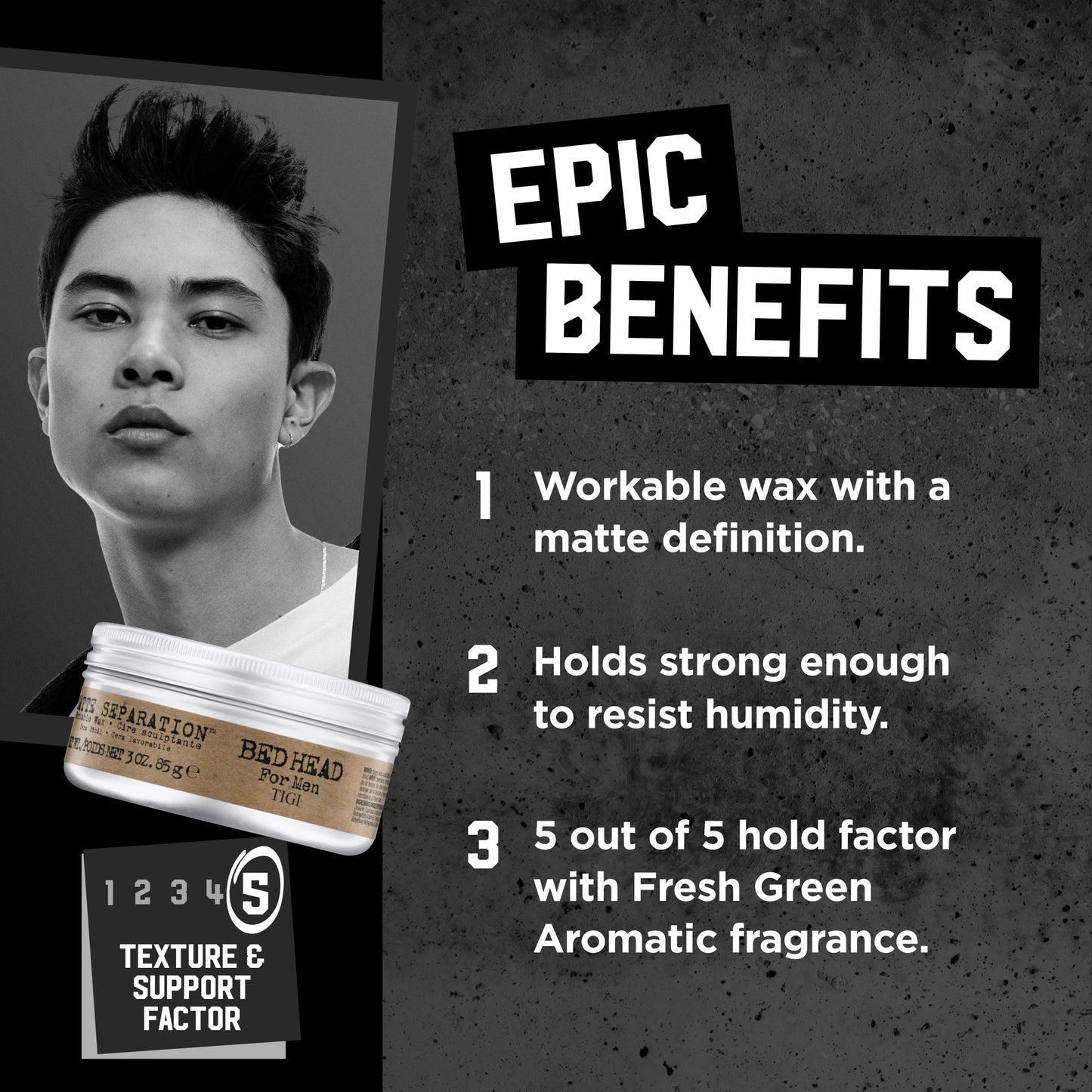 TIGI Bed Head for Men Matte Separation Workable Wax 3 oz (2 Pack) | Strong Hold Styling Wax for Men’s Hair | Use on Damp or Dry Hair