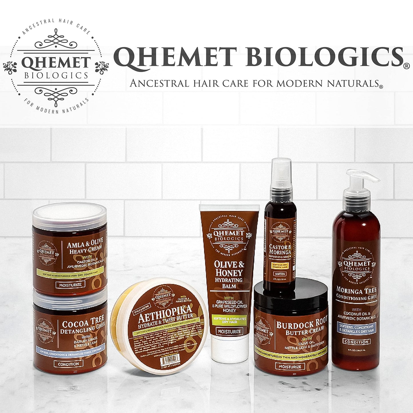 Qhemet Biologics Cocoa Tree Detangling Ghee – Softening Leave-In for 4C-3C Hair, Restores Elasticity & Shine, Eases Combing, 9 oz