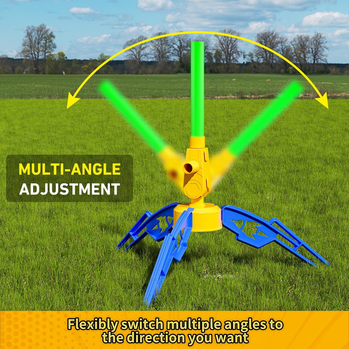 Otoseth Kids Rocket Launcher Toy – Launch Foam Rockets Up to 100 Ft, 8 Multi-Color Rockets, Adjustable Stand, Outdoor Birthday Gift 3+