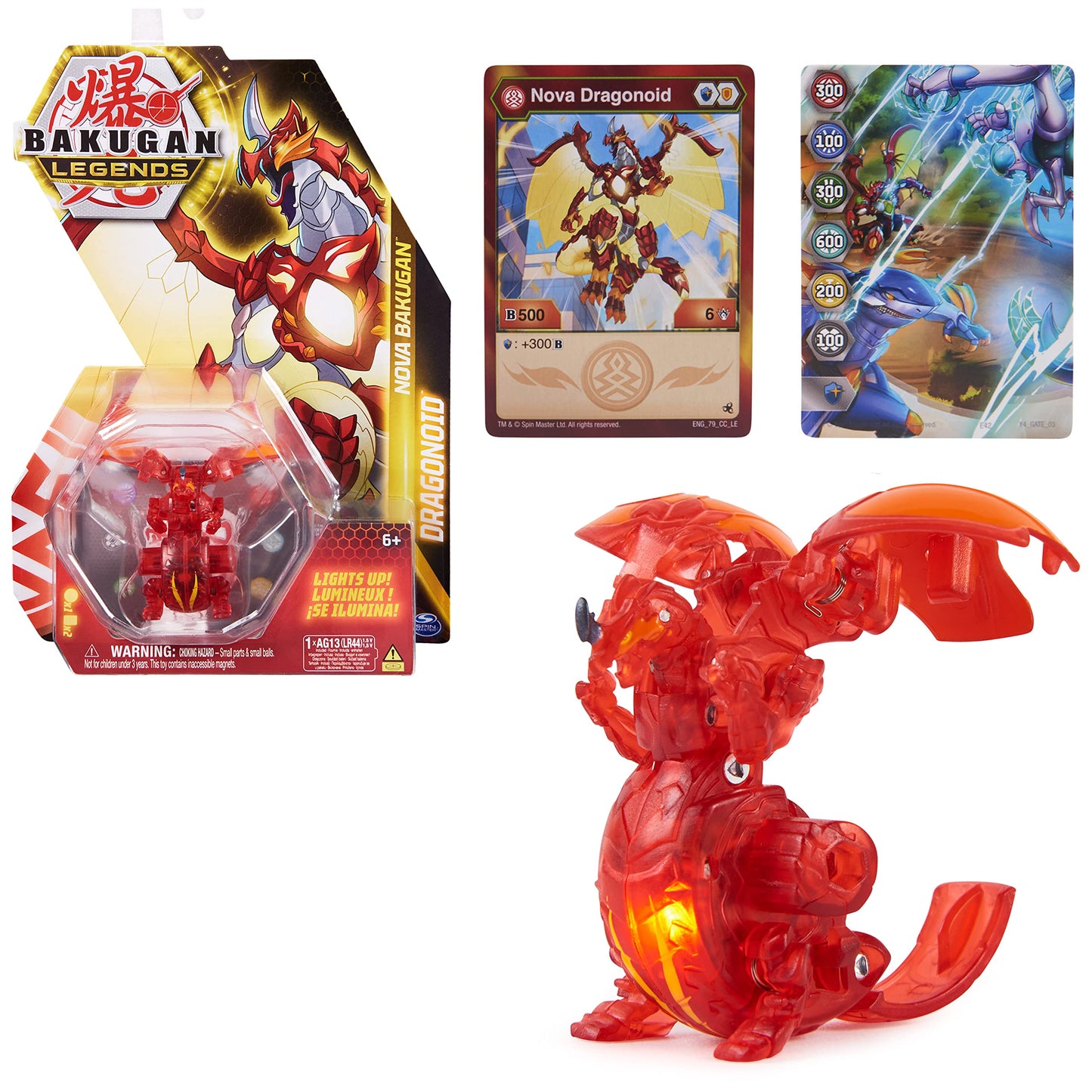 Bakugan Legends Dragonoid Light Up Action Figure, 1 Character Card and Metal Gate Card, Kids Toys for Boys Ages 6 and Up