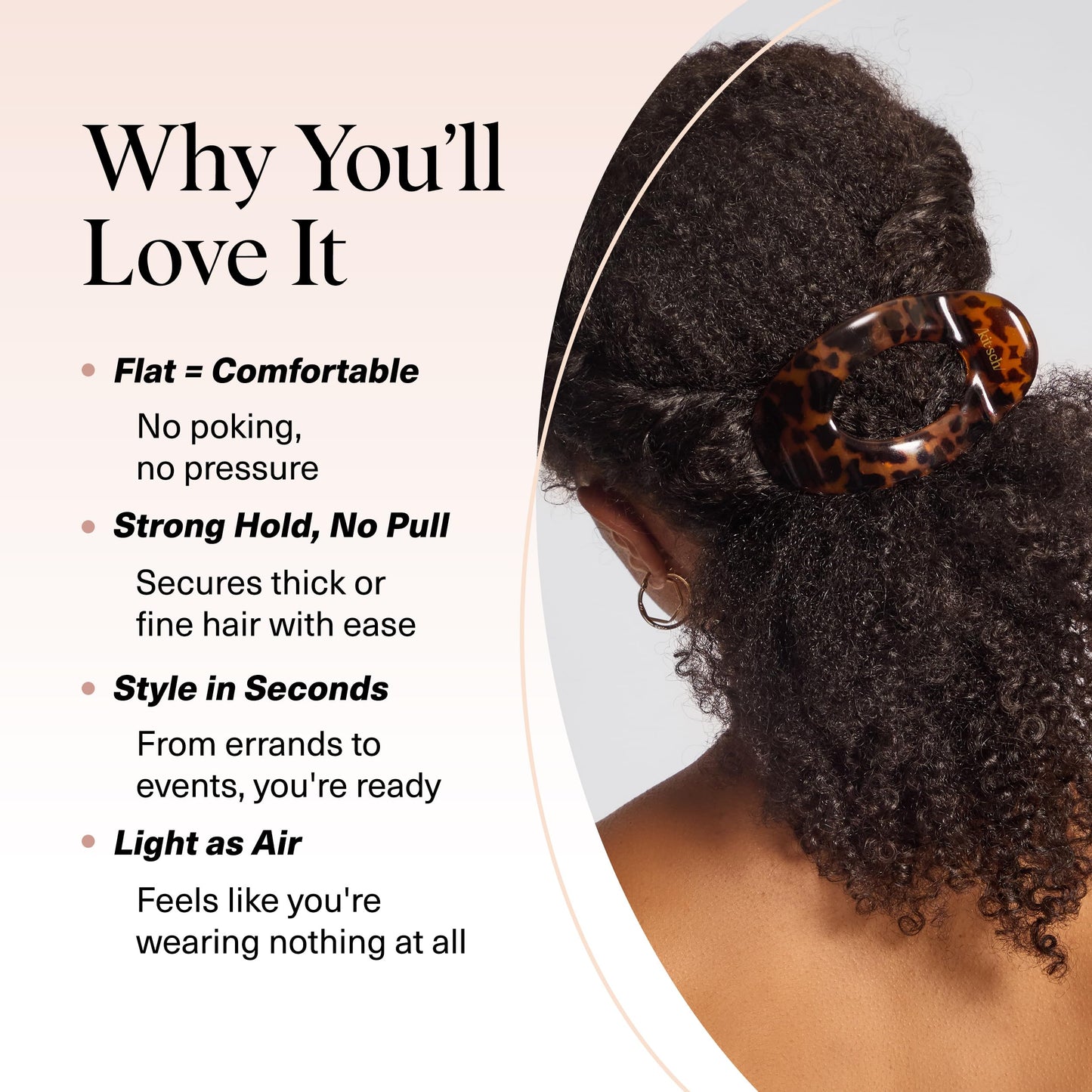 Kitsch Small Flat Claw Clips for Women – Strong Hold Non-Slip Hair Clips for Thick & Fine Hair, Comfortable All-Day Wear, Tortoise Design