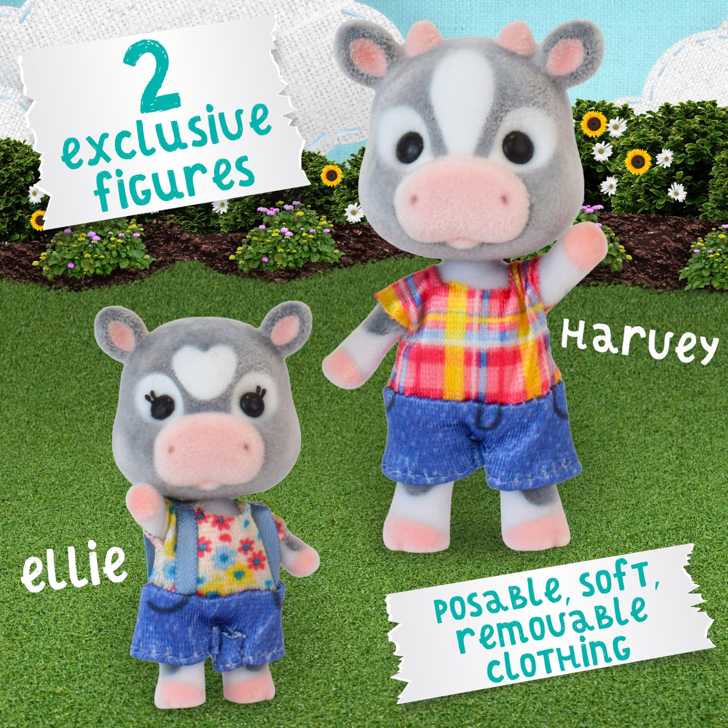 Honey Bee Acres Harvest Festival 62 Piece Miniature Dollhouse Playset with Flocked Animal Figures & Accessories, Imaginative Farm Play