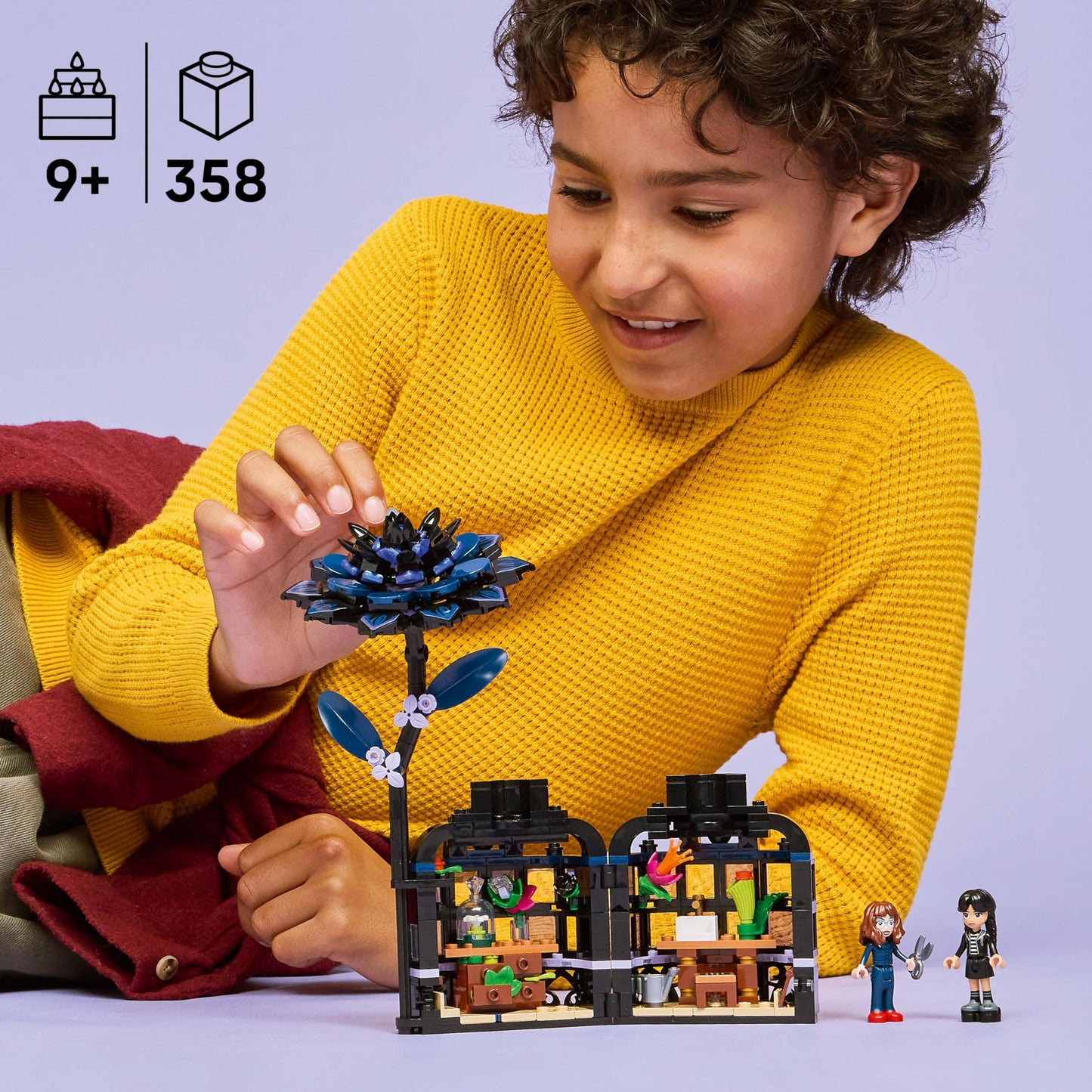 LEGO Wednesday Black Dahlia Flower Set - Building Toy for Kids 9+ with Wednesday & Professor Minidolls, Pretend Play Gift 76784