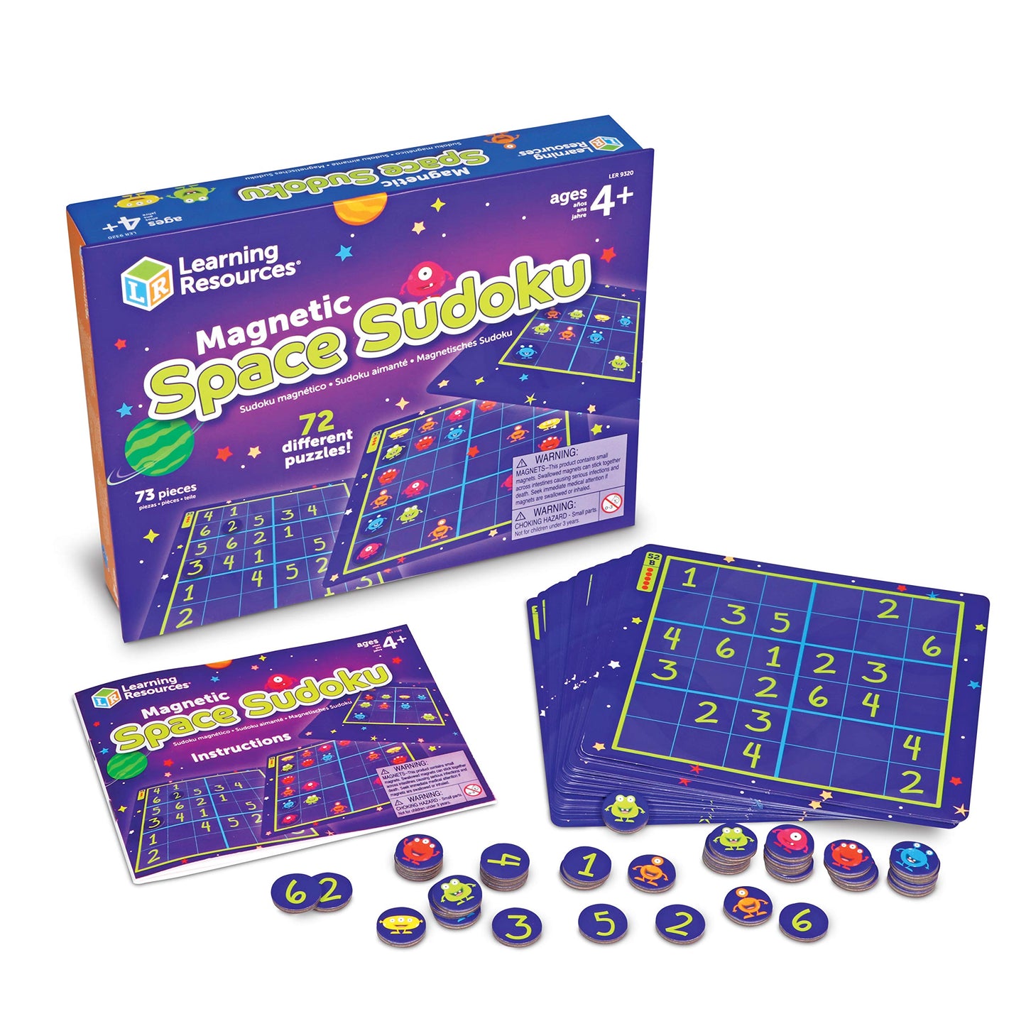 Learning Resources Magnetic Space Sudoku - 72 Pieces, Ages 4+ Space Games for Kids, Sudoku for Kids