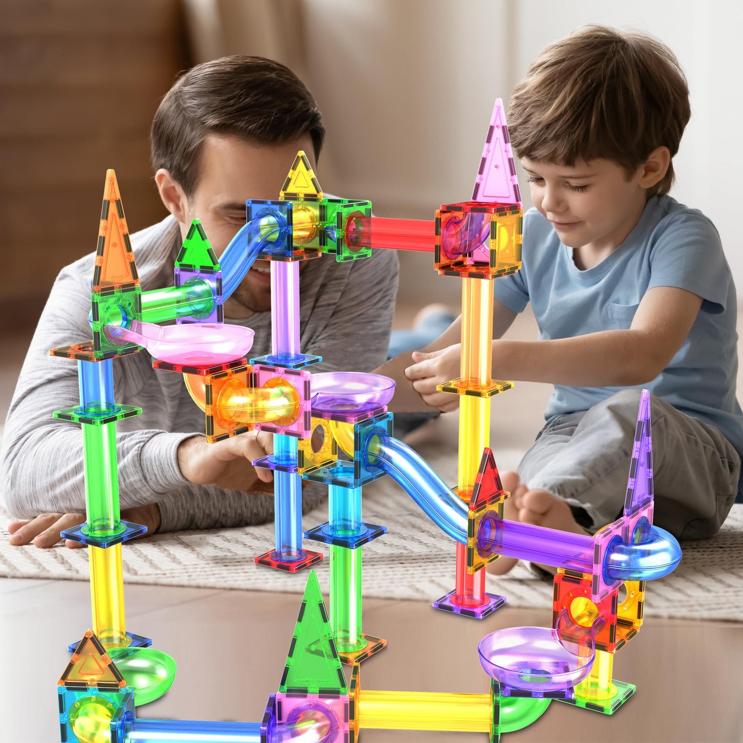 PicassoTiles 150pc Magnetic Marble Run STEM Toy – Slides, Ramps & Tubes, Educational Building Kit for Kids 3+, Learning Gift PTG150