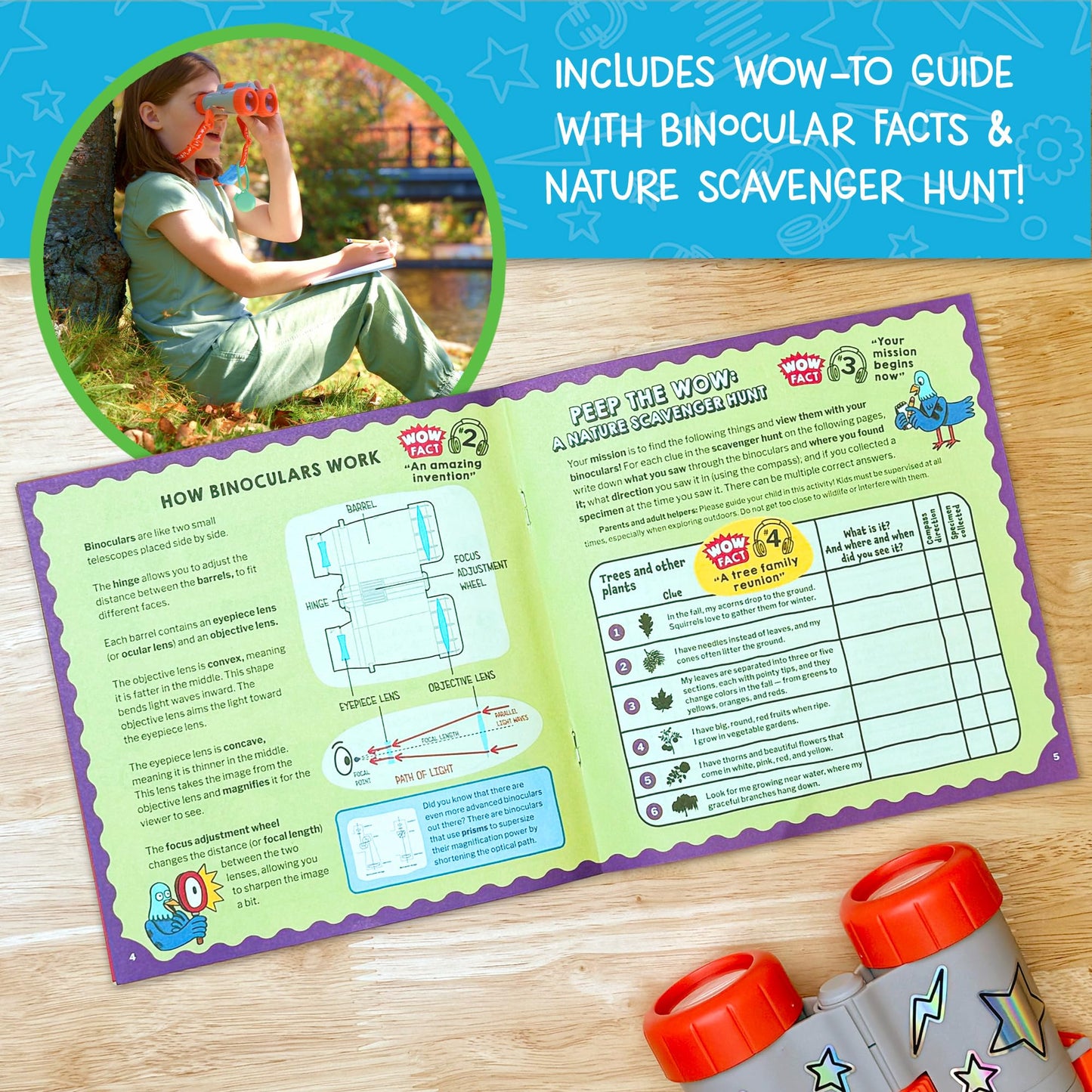 Wow in The World Kids’ Binoculars & Nature Explorer Kit – STEM Toy with Scavenger Hunt, Specimen Box, Audio Content & Bonus Tools, Ages 4+