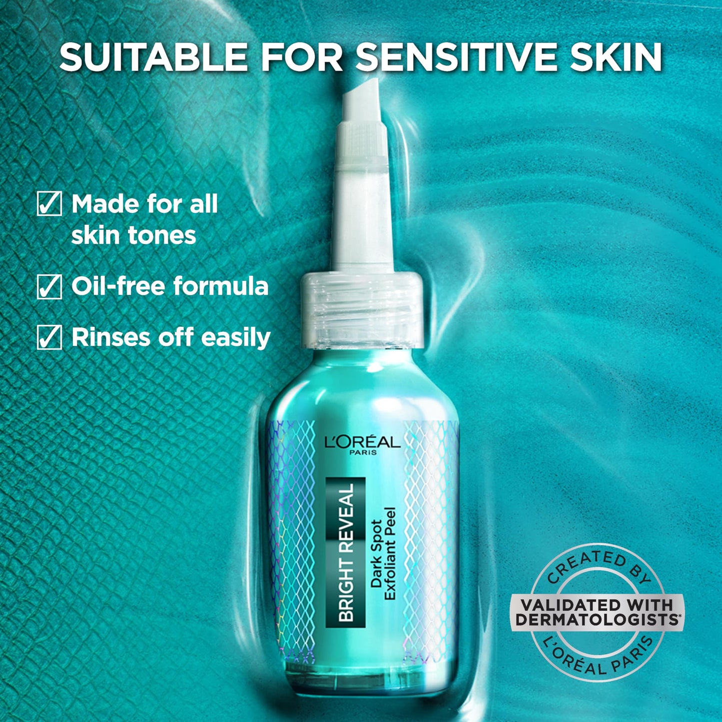 L'Oreal Paris Bright Reveal Dark Spot Exfoliant Peel with 25% AHA BHA PHA – Gentle Face Exfoliator, Reduces Dark Spots + SPF Sample