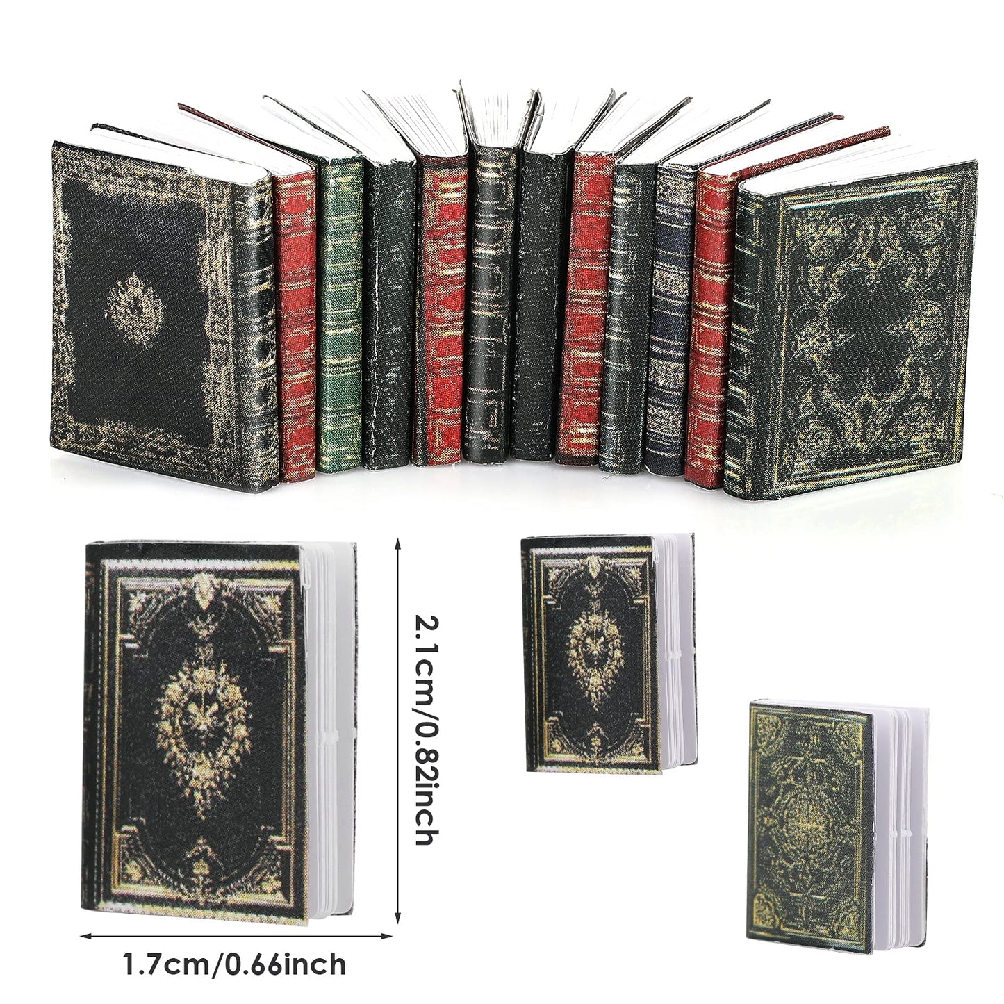 Molain 12 Pcs Miniature Dollhouse Books, 1:12 Scale Mini Books for Dollhouse Decoration, Pretend Play Accessories for Boys & Girls