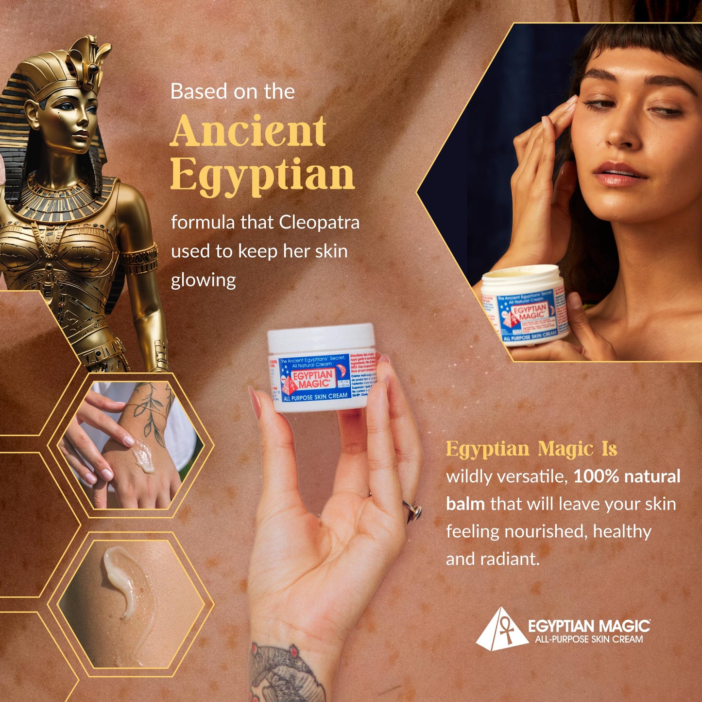 Egyptian Magic All-Purpose Moisturizing Cream 1oz – Face, Body, Dry Skin, Eczema, Scar, Stretch Marks & Tattoo Care for Men & Women