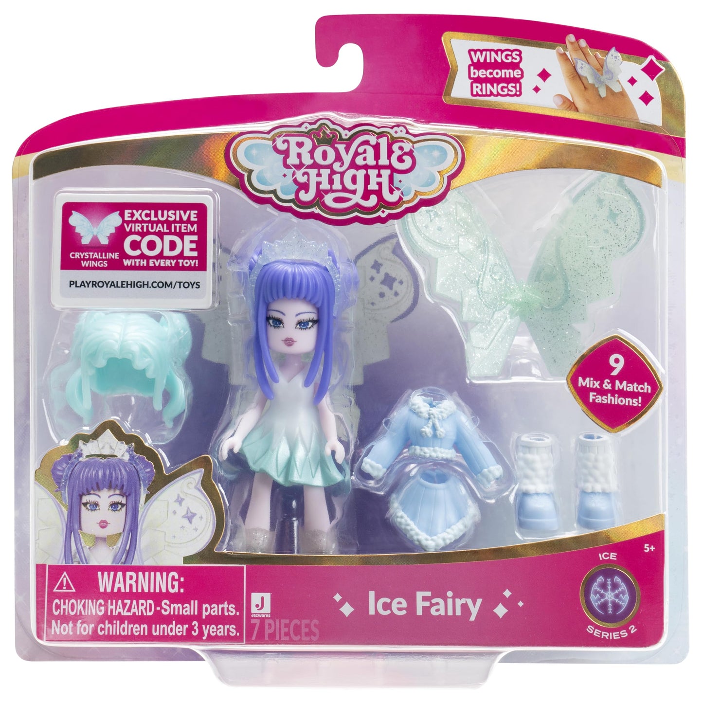 Royale High 3” Ice Fairy Fashion Doll - 1 Figure with 9 Fashion Accessories - Virtual Item Code Included - Series 2 - Ages 5+
