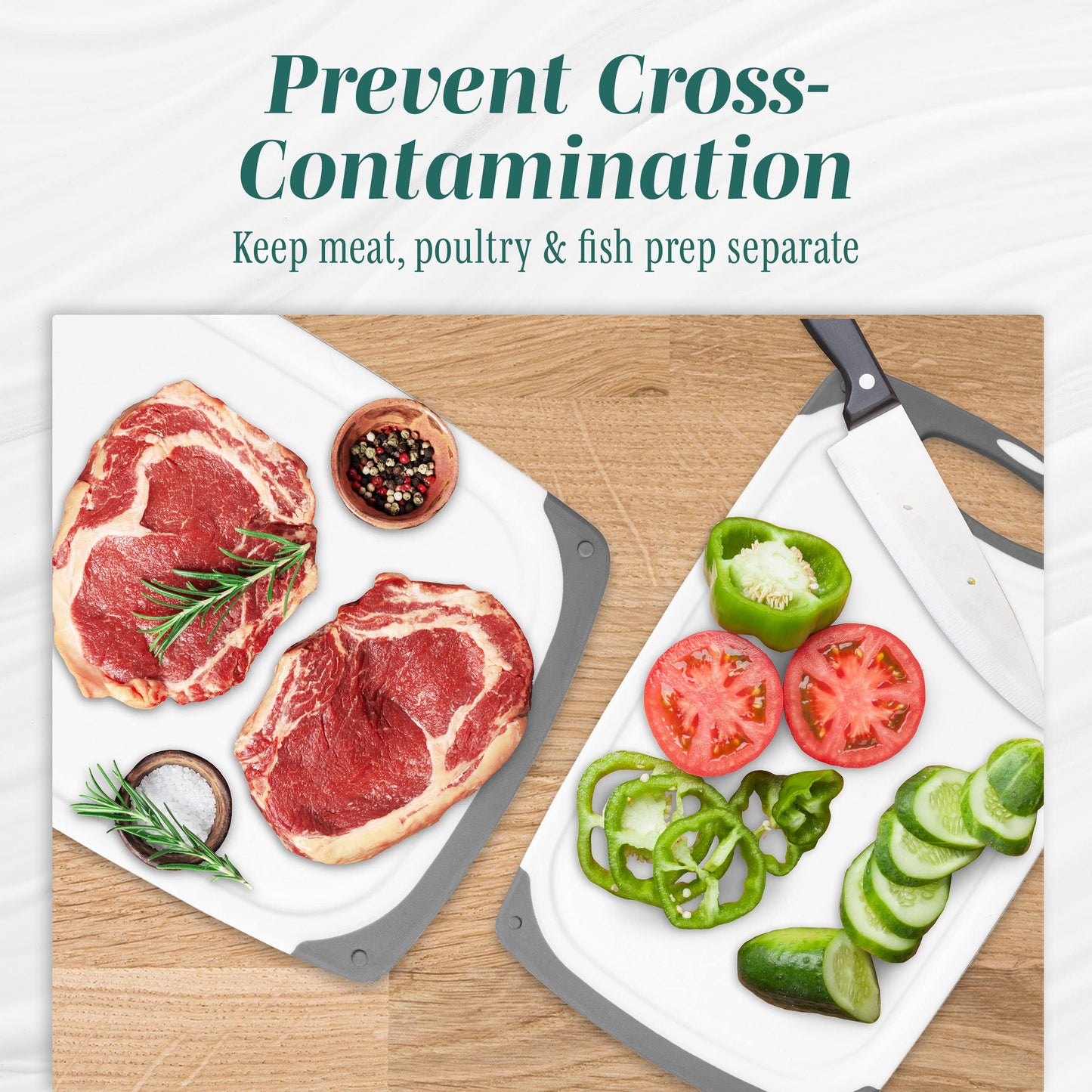 3-Pack Gray Cutting Boards Set – BPA-Free, Reversible Chopping Boards with Non-Slip Handles, Multiple Sizes, Perfect Gift for Cooks