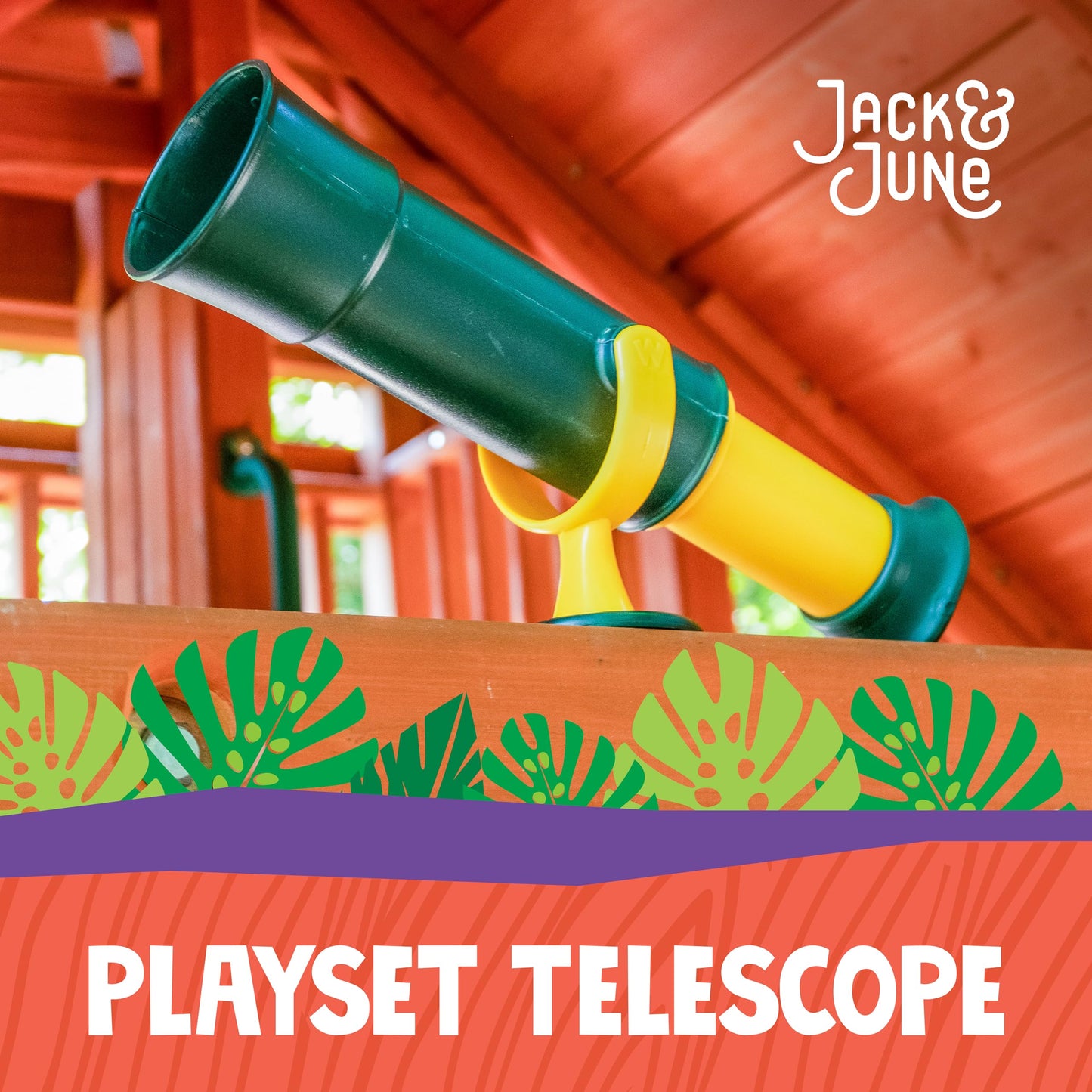 Jack and June Signature Green and Yellow Telescope Playset Attachment Featuring 360 Degree Spin