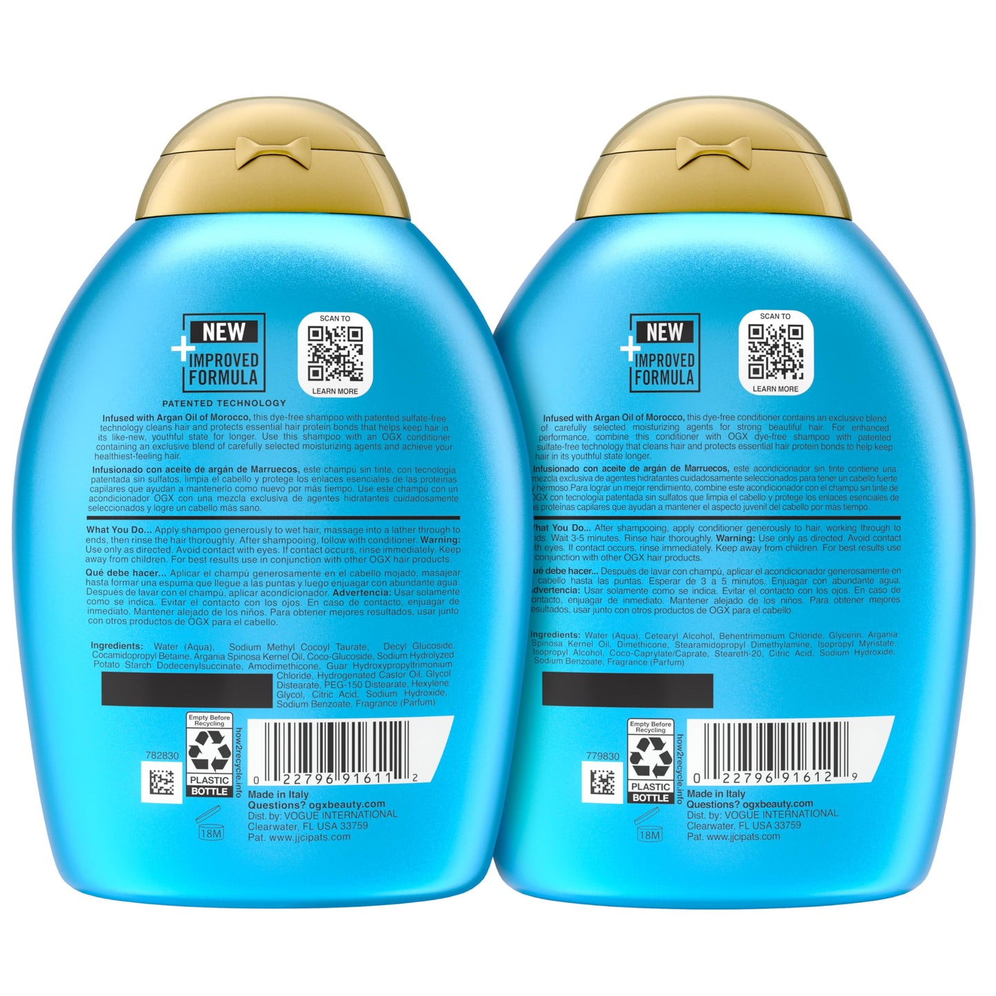OGX Renewing + Argan Oil of Morocco Shampoo & Conditioner Set – Sulfate-Free Damage Repair Duo to Strengthen & Restore Dry, Damaged Hair, 13 fl oz, 2 Pack