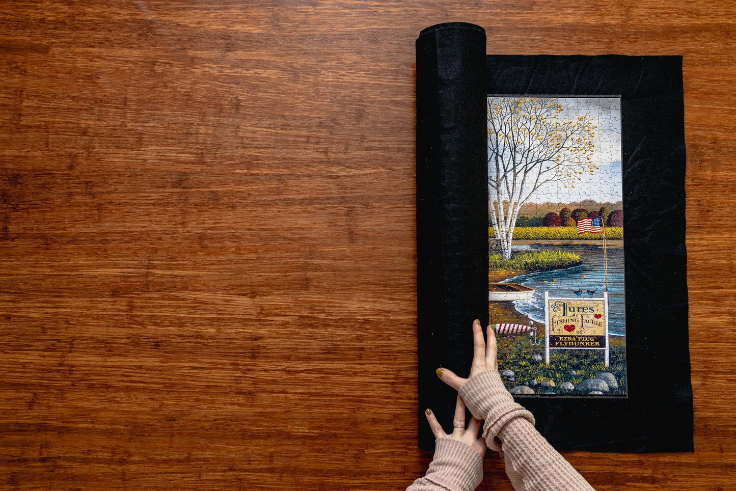 Buffalo Games - Roll-Up Puzzle Mat - Puzzle Saver and Assembly Accessory - Felt Mat - Fits up to 1500 Piece Puzzle - Black