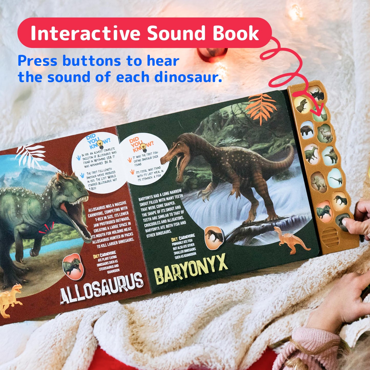 PREXTEX Dinosaur Toys for Kids 3-5 – 12 Realistic Dinosaur Figures with Sound + Dino Book for Learning & Play