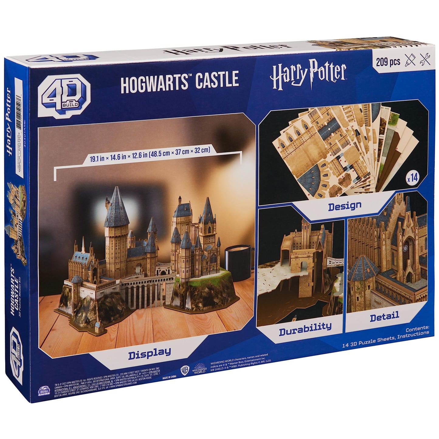 4D Build, Harry Potter Hogwarts Castle 3D Puzzle Model Kit 209 Pcs | Harry Potter Gifts Desk Decor | Building Toys | 3D Puzzles for Adults & Teens 12+