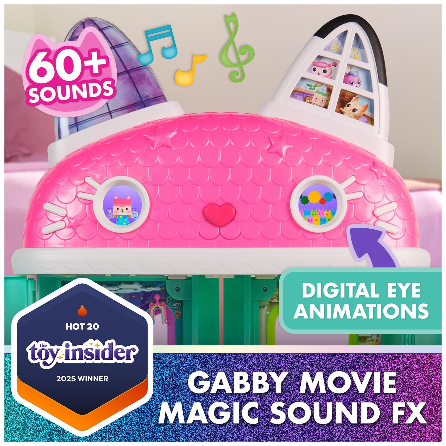 Gabby's Dollhouse: The Movie, Meow-Mazing Interactive Dollhouse, 7 Rooms, LCD Screen Eyes, Figures, Sound FX, Kids Toys for Girls & Boys Ages 3 and Up