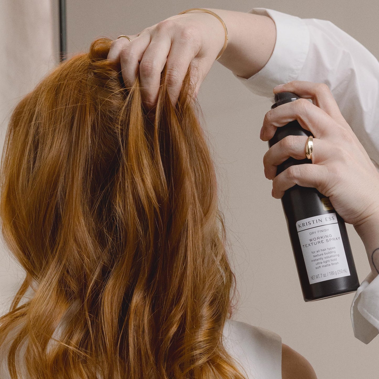 Kristin Ess Dry Texture Spray | Volumizing & Texturizing Hair Spray for Curls, Waves & Fine Hair | Soft Matte Finish, Light Hold, Fresh Pear Scent, 7 oz