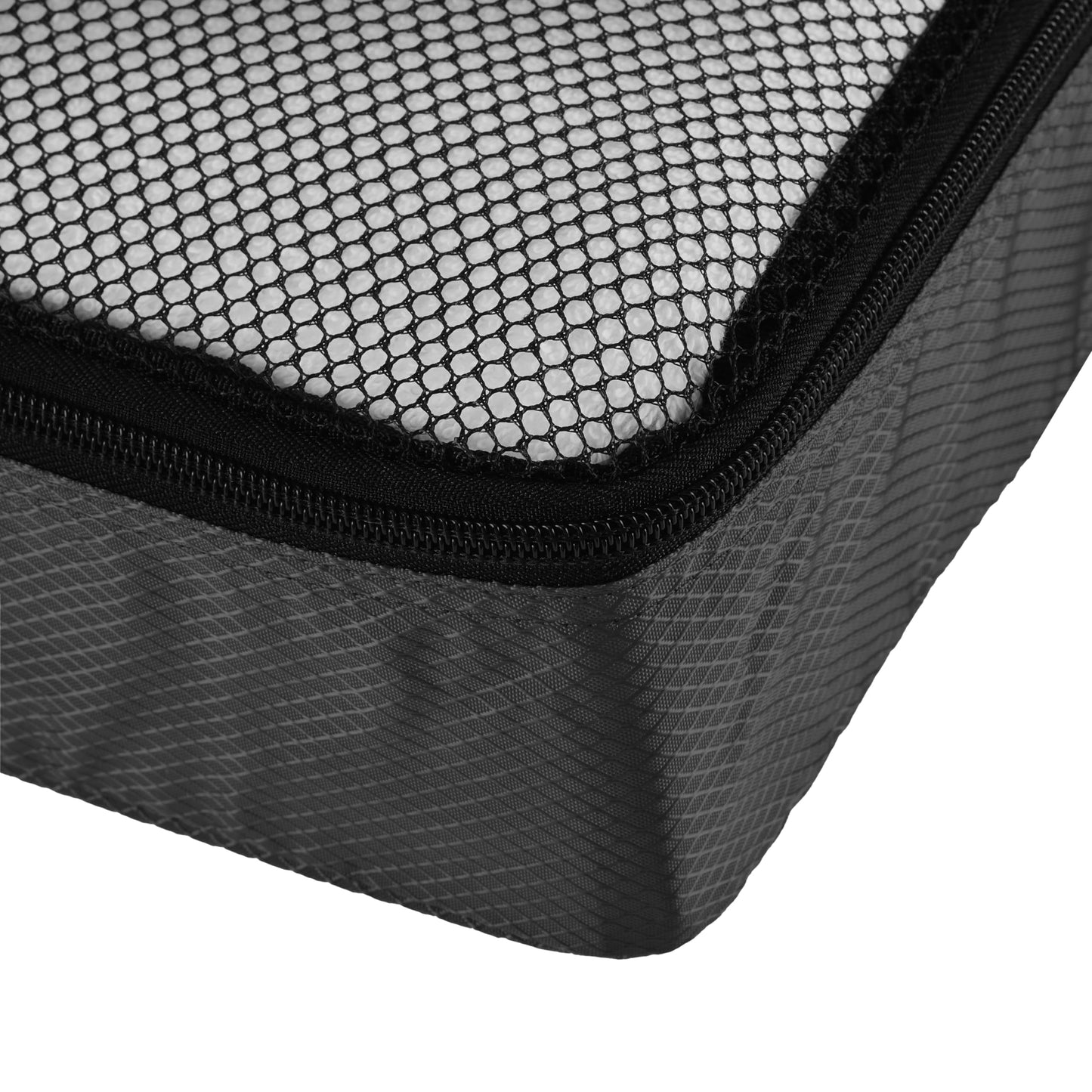 Amazon Basics Lightweight Packing Cubes Travel Organizer Set with Double Zipper, Mesh Top, Durable Polyester, Medium, 4 Piece, Black