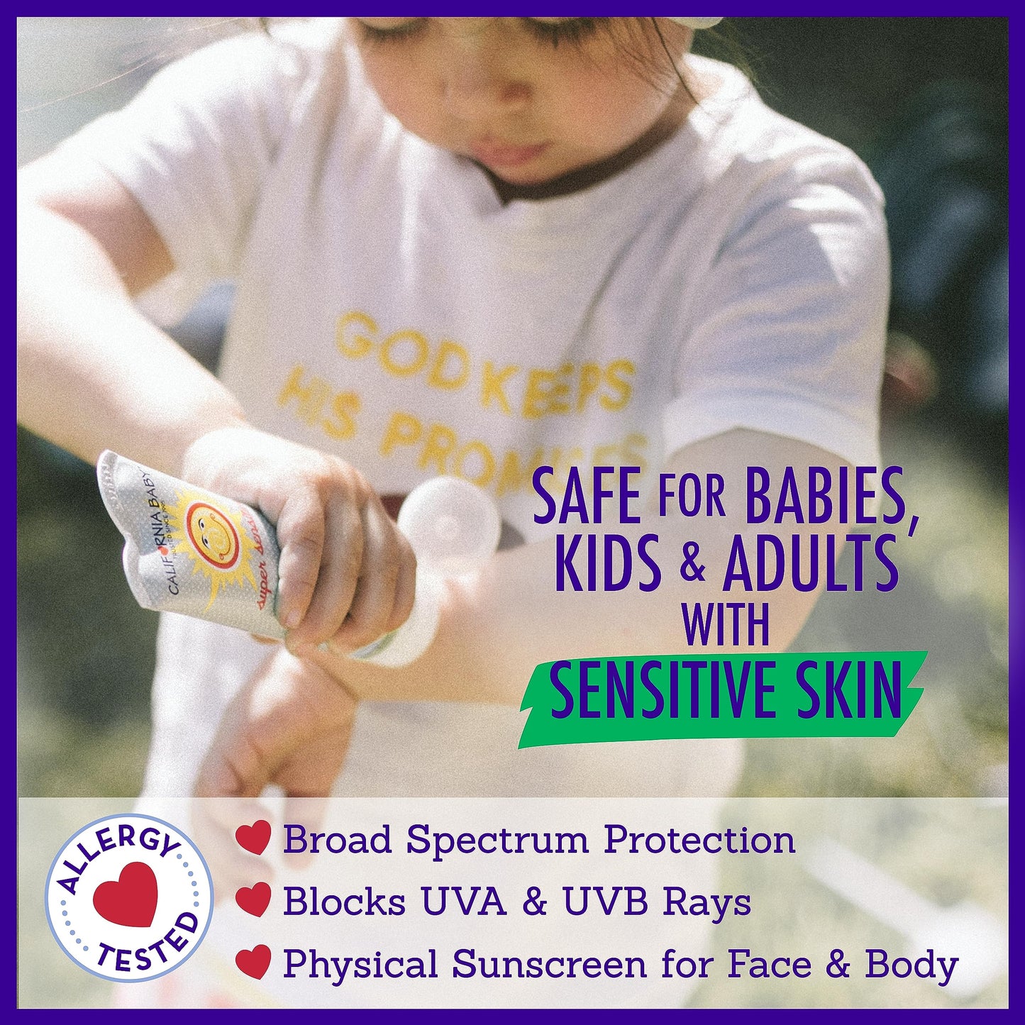 California Baby Super Sensitive SPF 30+ Sunscreen | Unscented | Mineral Based | Titanium Dioxide | Travel Size Baby Sunscreen for Face + Body | 2.9oz