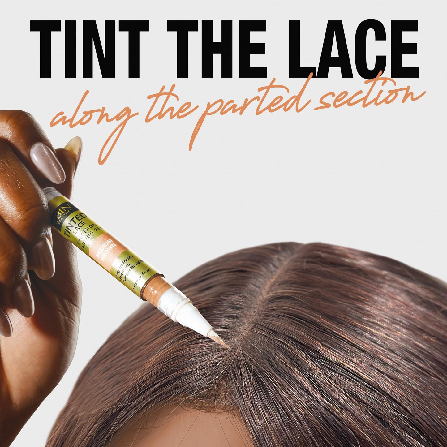 Tinted Lace Precision Parting Pen Light Warm Brown 0.105oz | Easy Brush Applicator | Long-Lasting Lace Tint for Natural, Seamless Finish