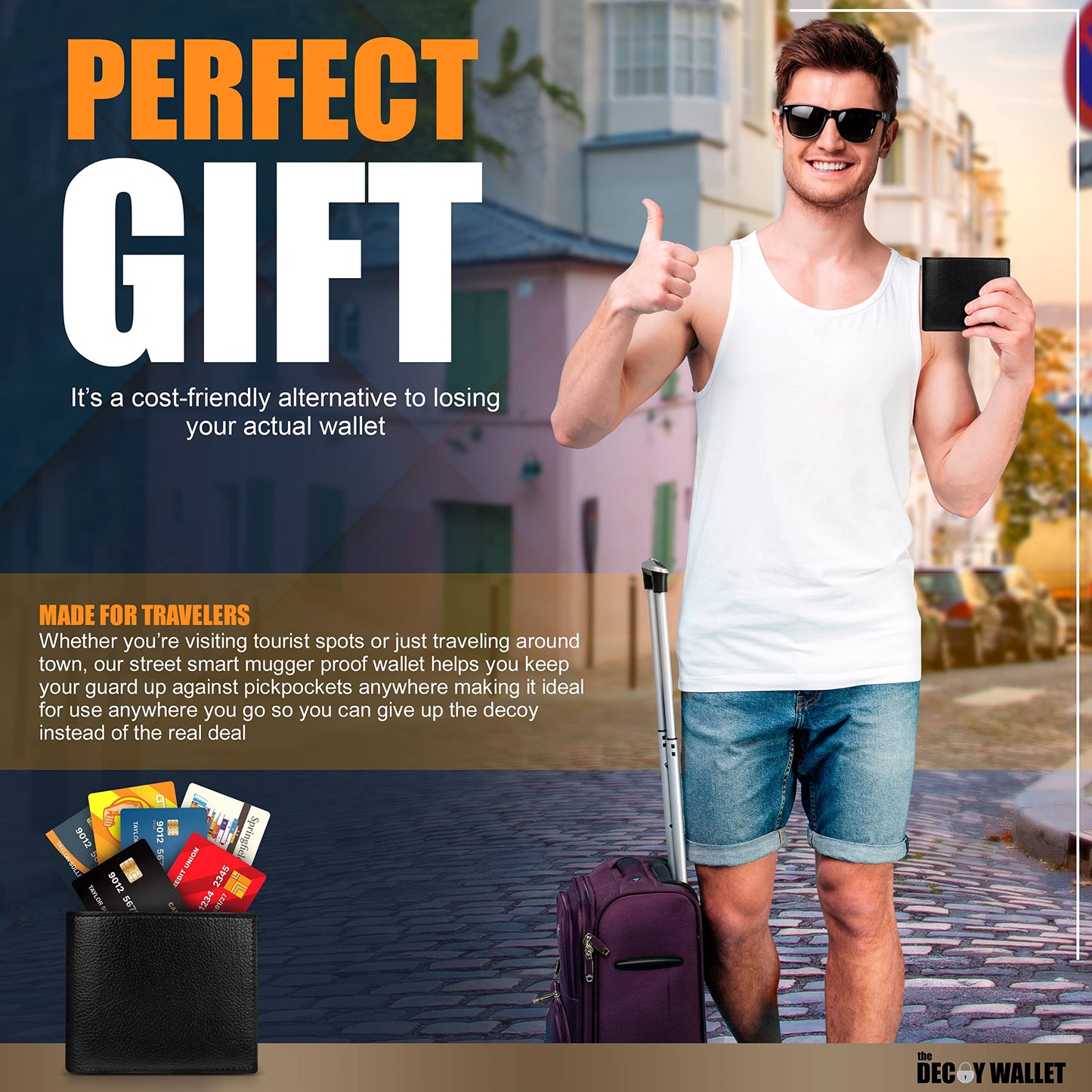 Decoy Wallet – Anti-Pickpocket Fake Wallet with 6 Faux Credit Cards, Realistic Travel Safety Wallet for Men & Women (Styles Vary)