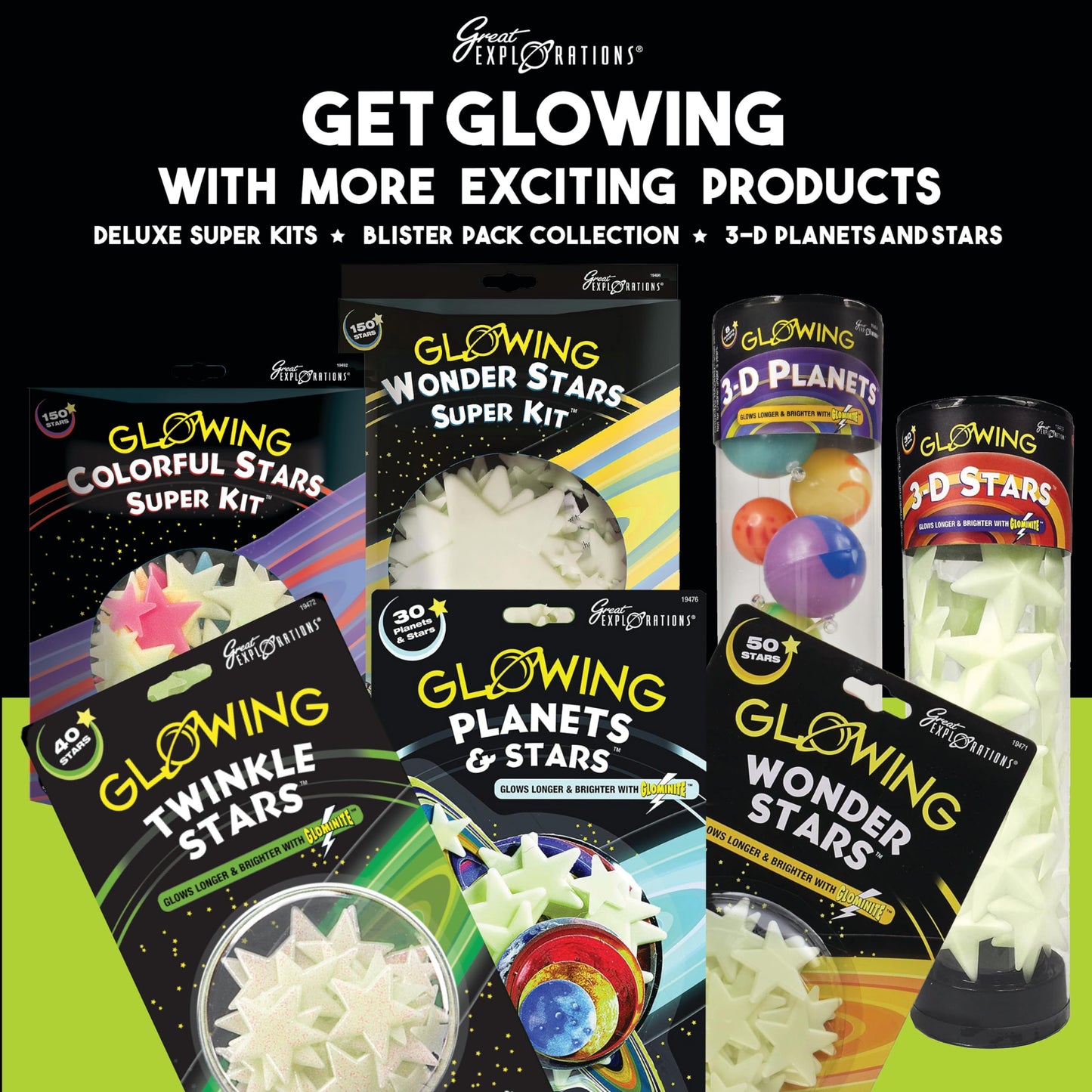 Great Explorations, 3D Glow in the Dark Planets in a Tube, Ages 5 and Up