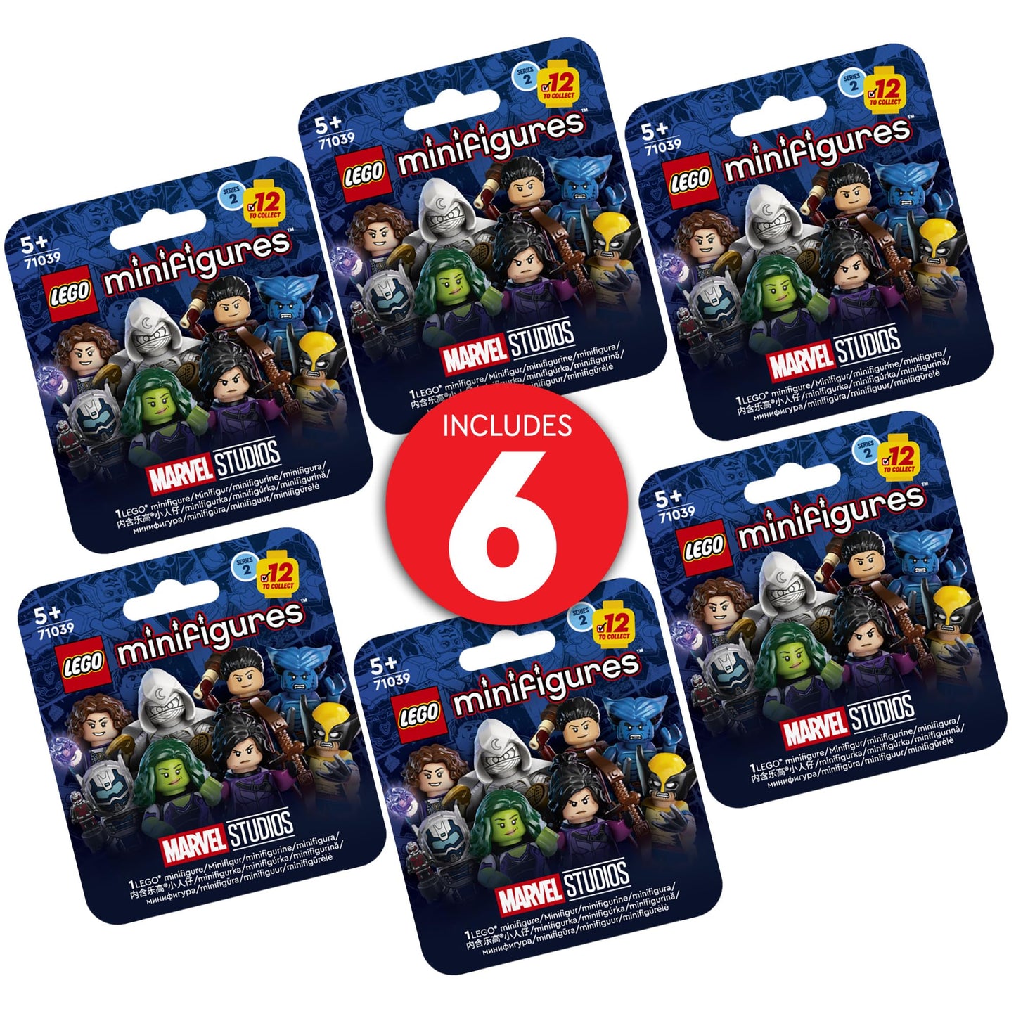 LEGO Marvel Minifigures Series 2 6-Pack Mystery Blind Box, Collectible Superhero Figures for Play or Marvel Collection, Gift for Fans