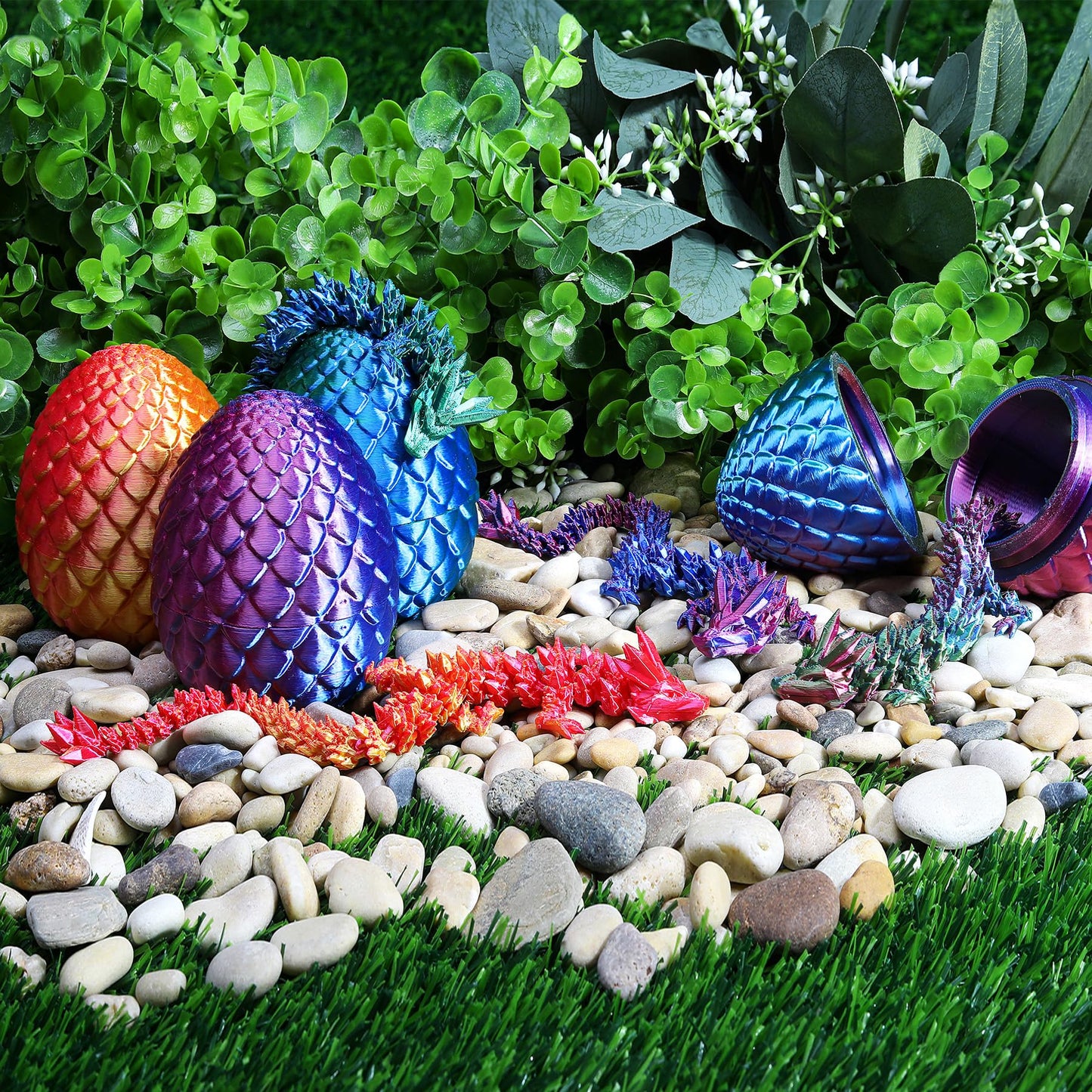 3D Printed Dragon Surprise Egg with Dinosaur Fidget Toy for Kids – Birthday, Halloween & Christmas Gift, Indoor/Outdoor Fun (Green)