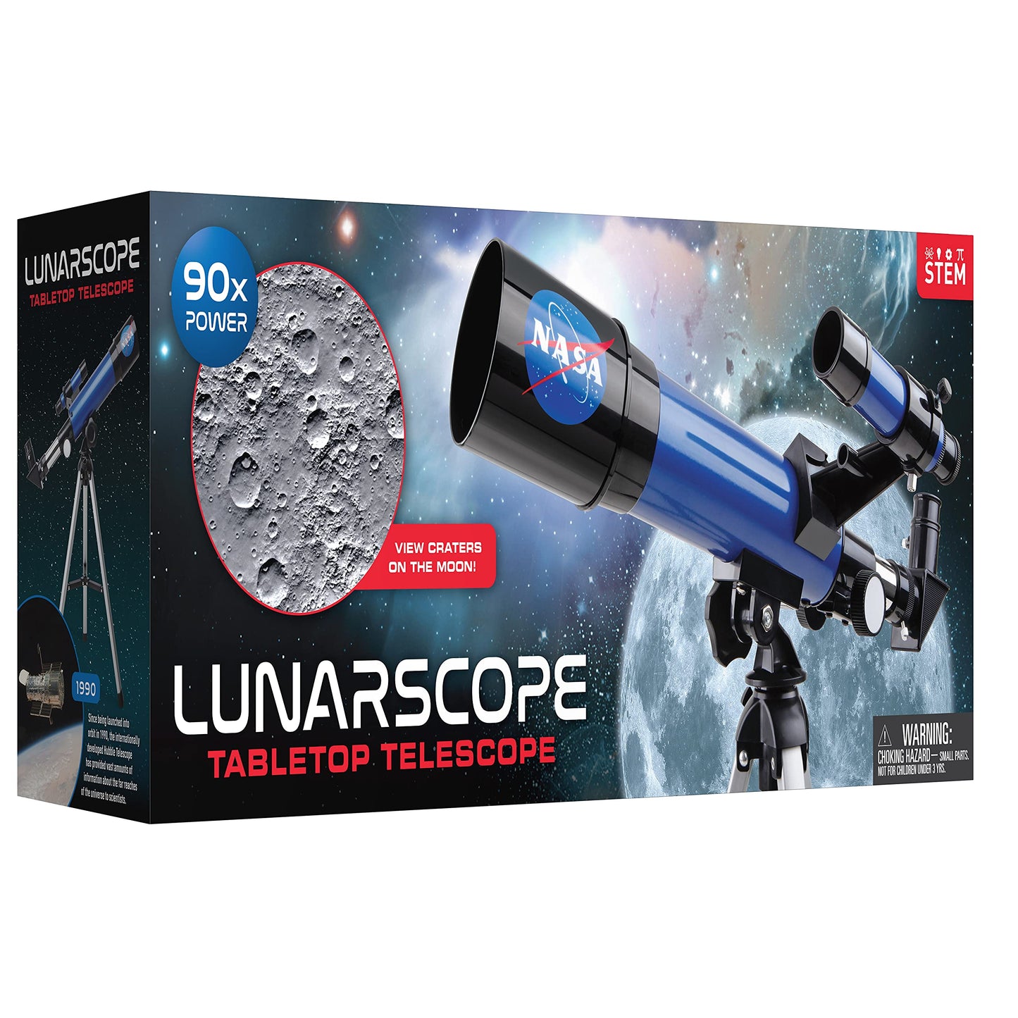 NASA Lunar Telescope for Kids – 90x Magnification, 2 Eyepieces, Tripod & Finder Scope, Beginner Astronomy Toy, NASA Gift (Amazon Exclusive)
