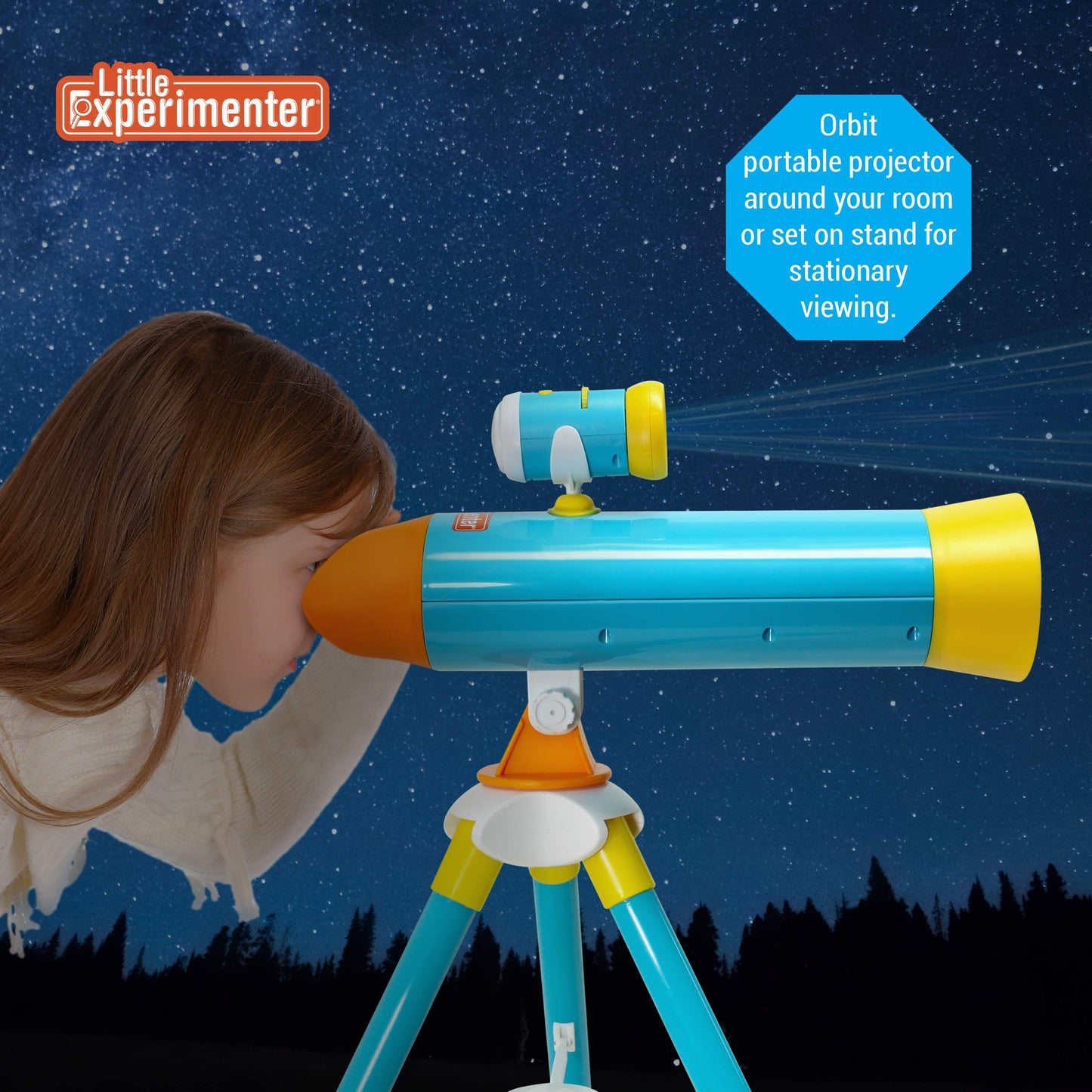 Little Experimenter Kids Telescope with Projector, 24 Space Images & Educational Book | STEM Science Toy & Learning Gift Ages 3–12