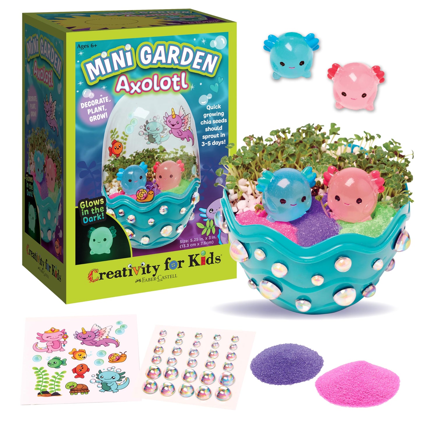 Creativity for Kids Mini Axolotl Garden Terrarium Kit – STEM Science Craft for Kids, DIY Grow Kit, Fun Gift & Stocking Stuffer for Girls Ages 6+