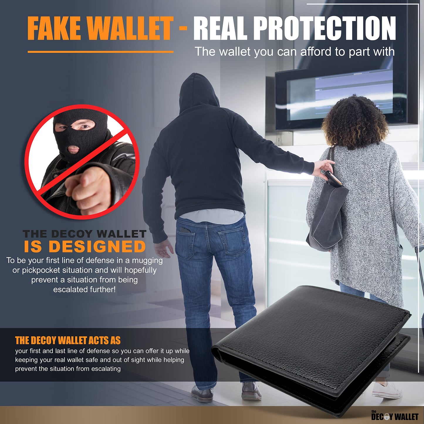 Decoy Wallet – Anti-Pickpocket Fake Wallet with 6 Faux Credit Cards, Realistic Travel Safety Wallet for Men & Women (Styles Vary)