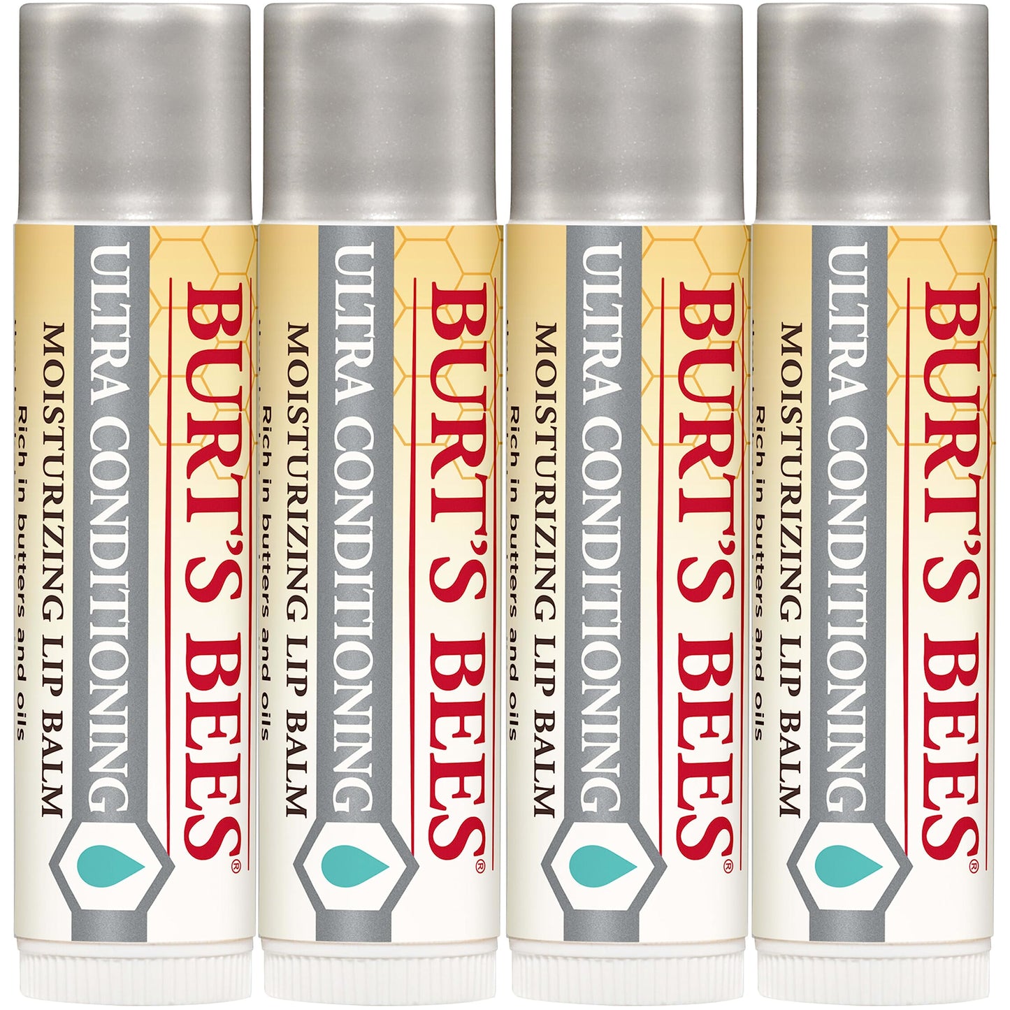Burt's Bees Lip Balm 4-Pack – Natural Moisturizing Lip Care, Shea, Cocoa & Kokum Butter, All-Day Hydration, Christmas Stocking Stuffers