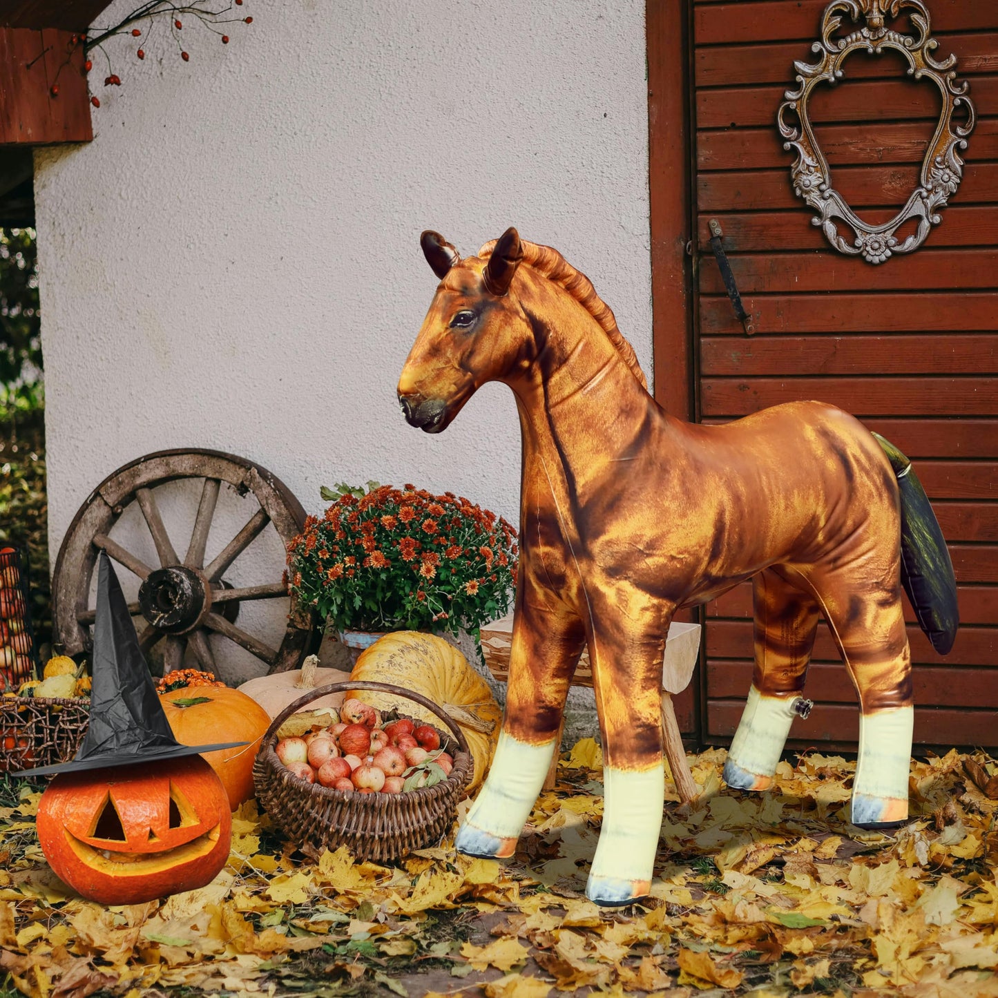 Jet Creations 38" Inflatable Golden Brown Horse Toy for Kids 3+ – Halloween, Birthday, Fall & Western Party, Yard Decor, Photo Prop